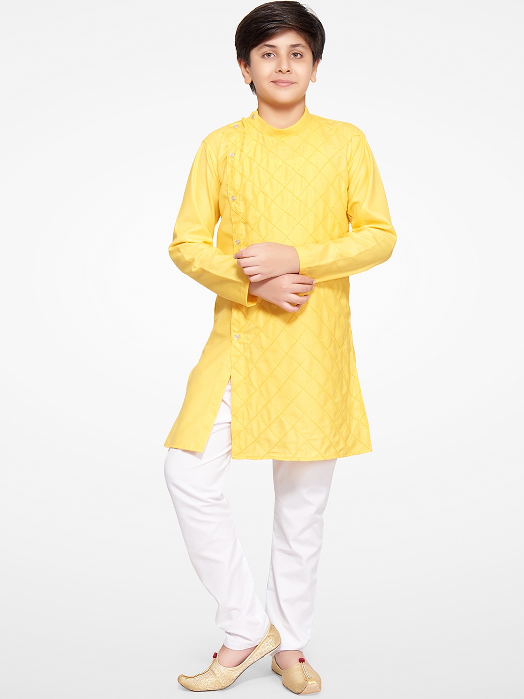 

Jeetethnics Boys Yellow & White Kurta with Pyjamas