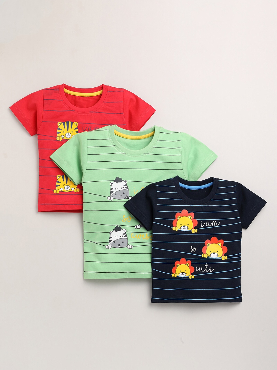 

Toonyport Boys Pack of 3 Printed Cotton T-shirts, Navy blue