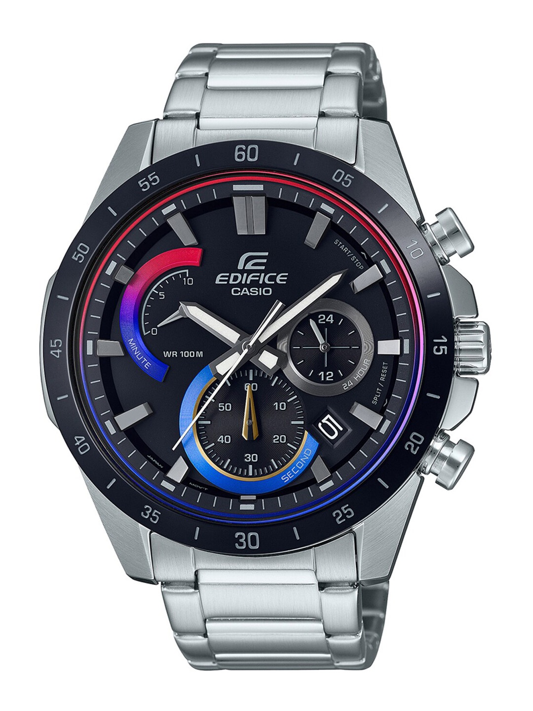 

CASIO Men Black Dial & Silver Toned Stainless Steel Bracelet Style Straps Analogue Chronograph Watch