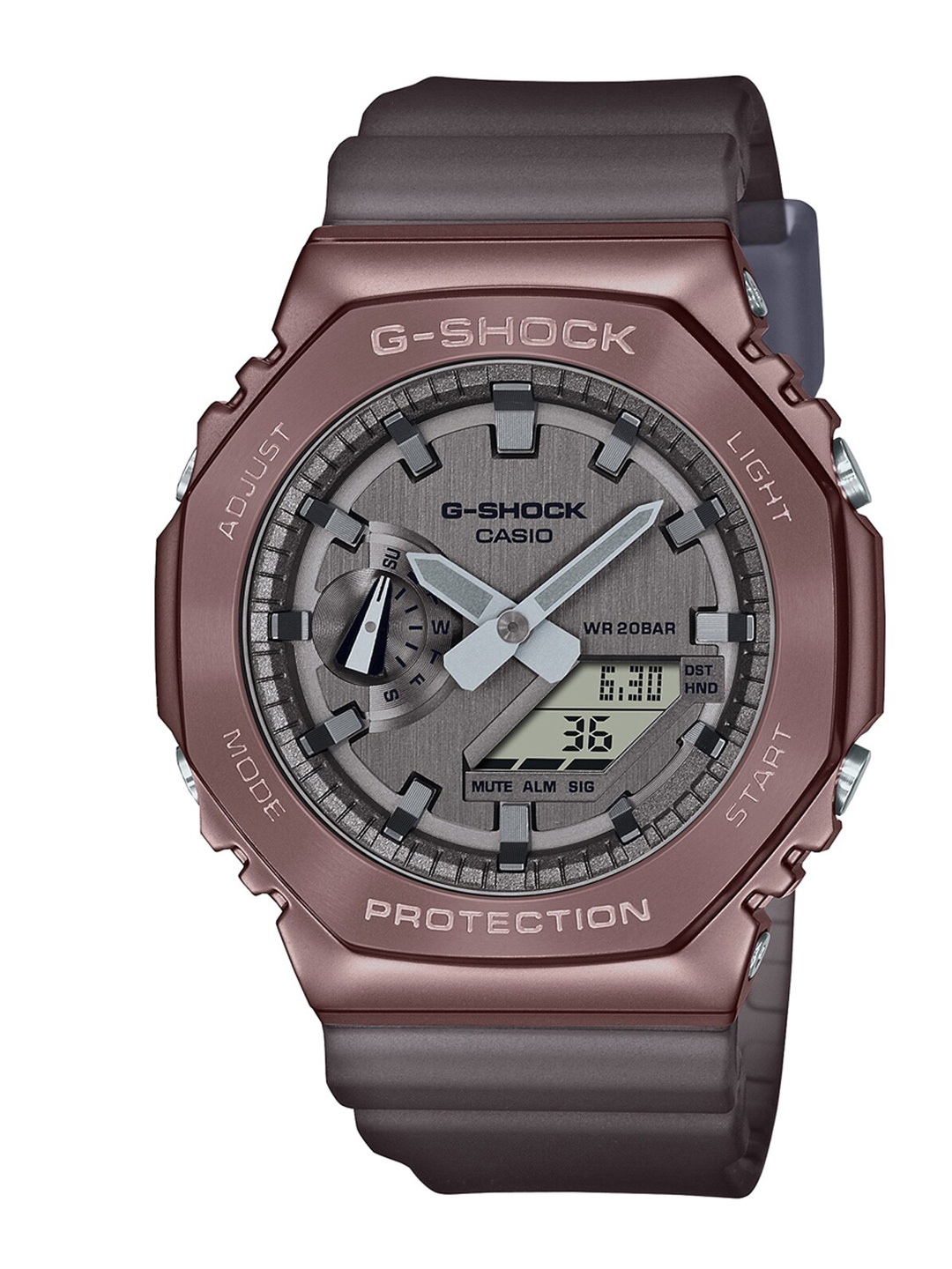 

CASIO Men G-Shock G-Steel GM-2100MF-5ADR Brown Ip Ana-Digi Dial Resin Strap Watch G1214, Grey
