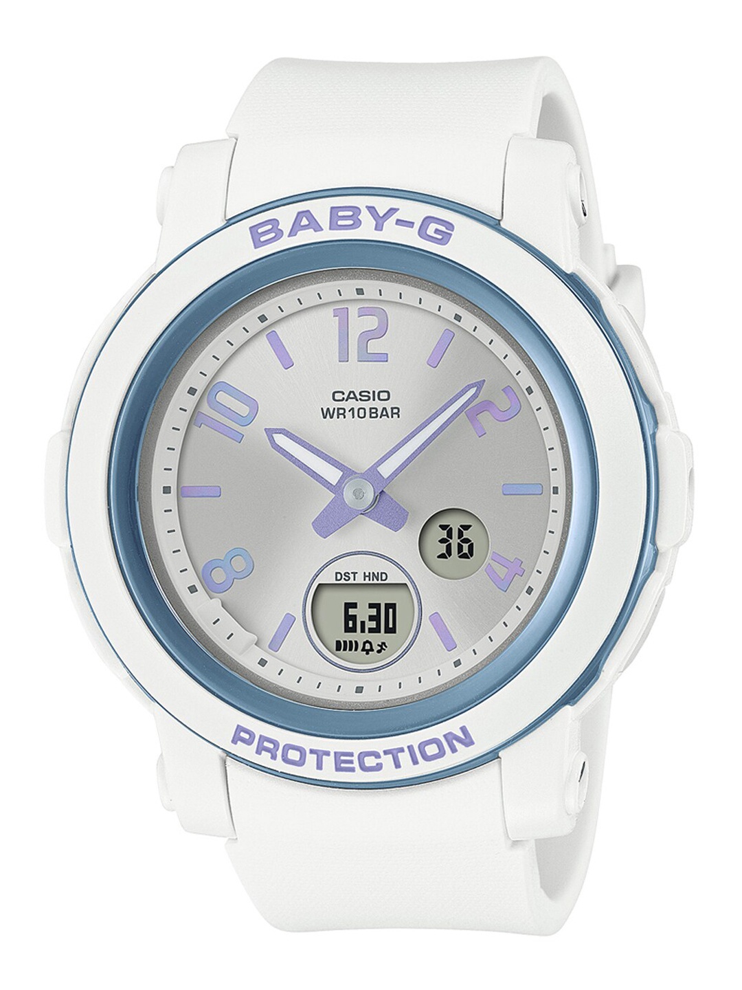 

CASIO Women Silver-Toned Dial & White Straps Analogue and Digital Chronograph Watch