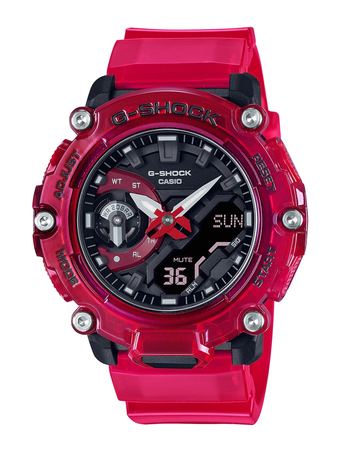 

CASIO Men Black Dial & Pink Straps Analogue and Digital Chronograph Watch