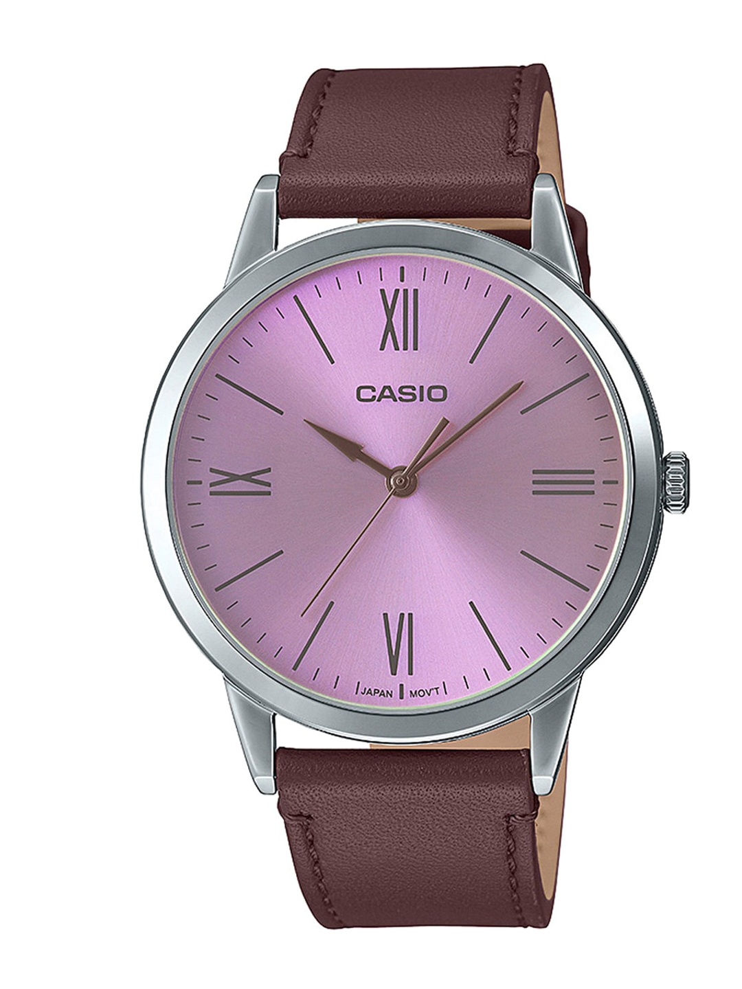 

CASIO Men Pink Dial & Brown Leather Straps Analogue Watch A2012