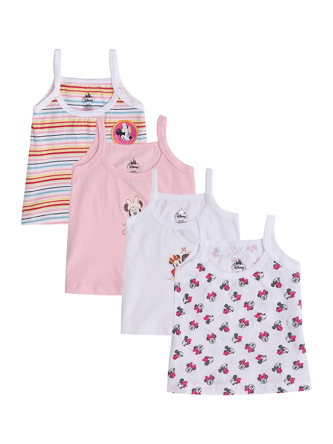 

Bodycare Kids Girls Pack Of 4 Assorted Minnie Mouse Cotton Innerwear Vests