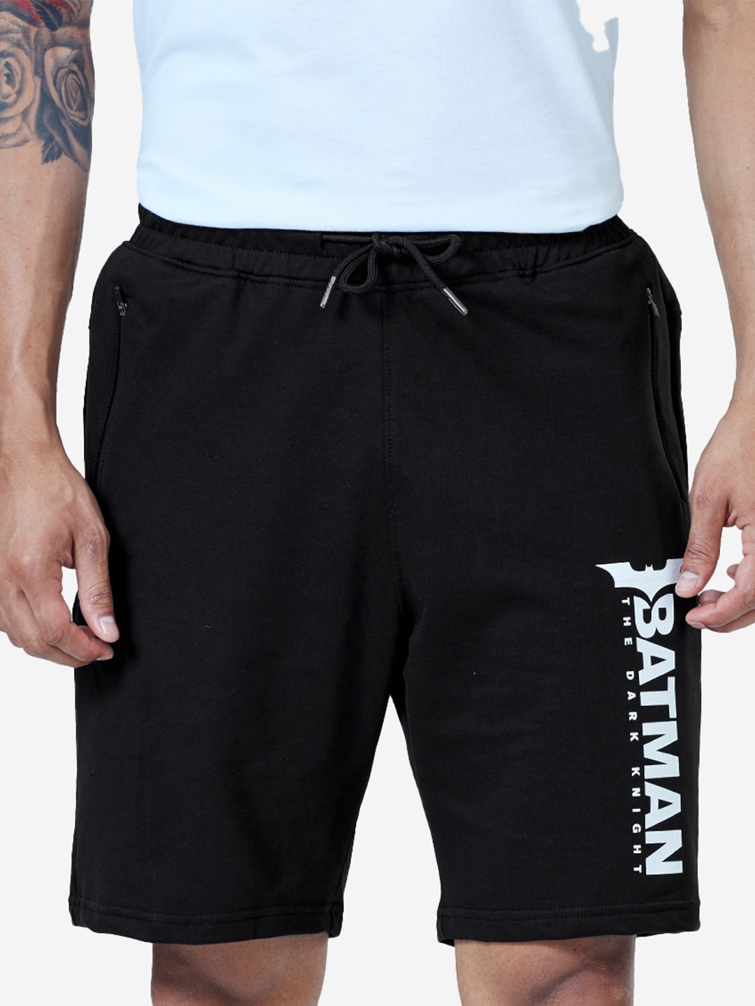 

The Souled Store Men Black Typography Printed Batman Shorts