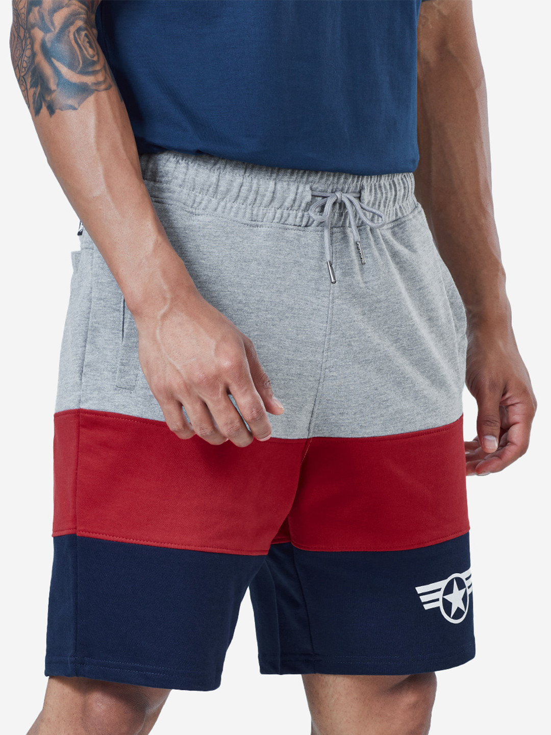 

The Souled Store Men Multicoloured Colourblocked Captain America Shorts, Multi