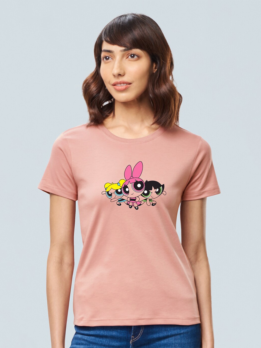 

The Souled Store Women Peach-Coloured Printed Cotton T-shirt