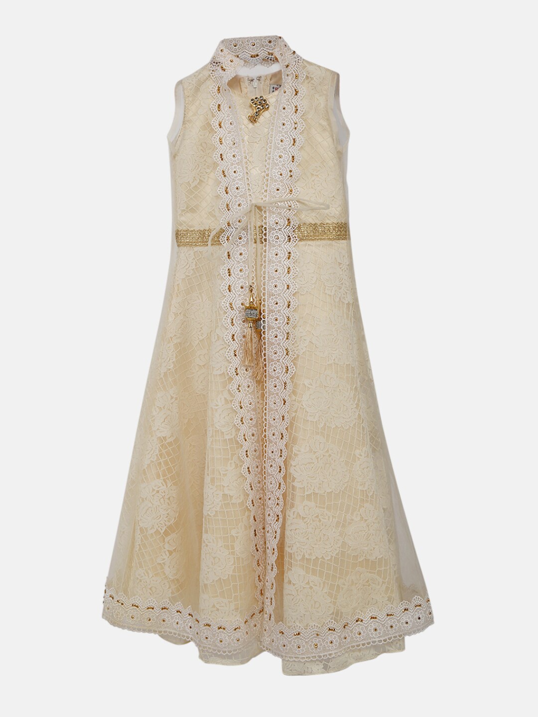 

V-Mart Girls Cream-Coloured Maxi Dress, Pink