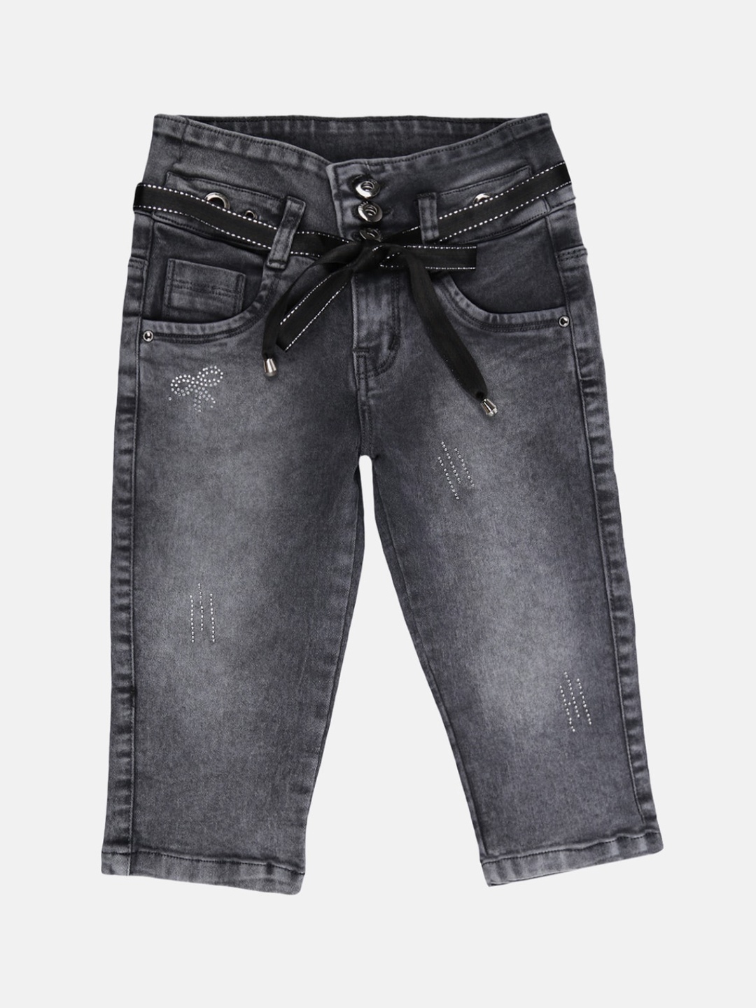 

V-Mart Girls Grey Washed Denim Capris