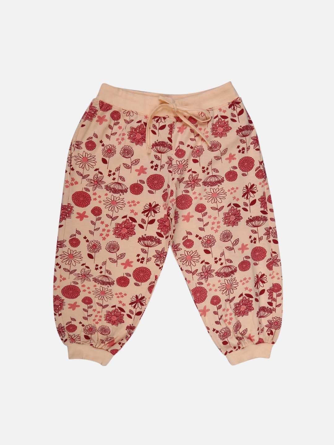 

V-Mart Girls Cotton Printed Lounge Capris, Peach