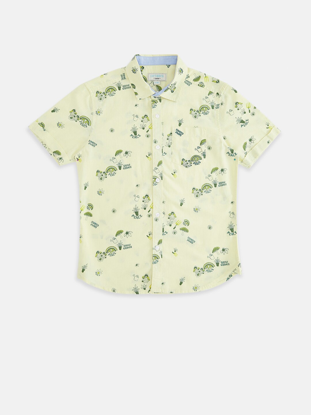 

Pantaloons Junior Boys Yellow & Green Printed Casual Shirt