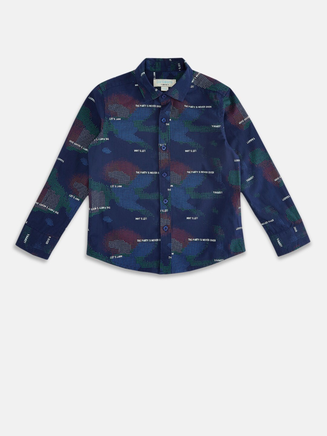 

Pantaloons Junior Boys Navy Blue Printed Casual Shirt