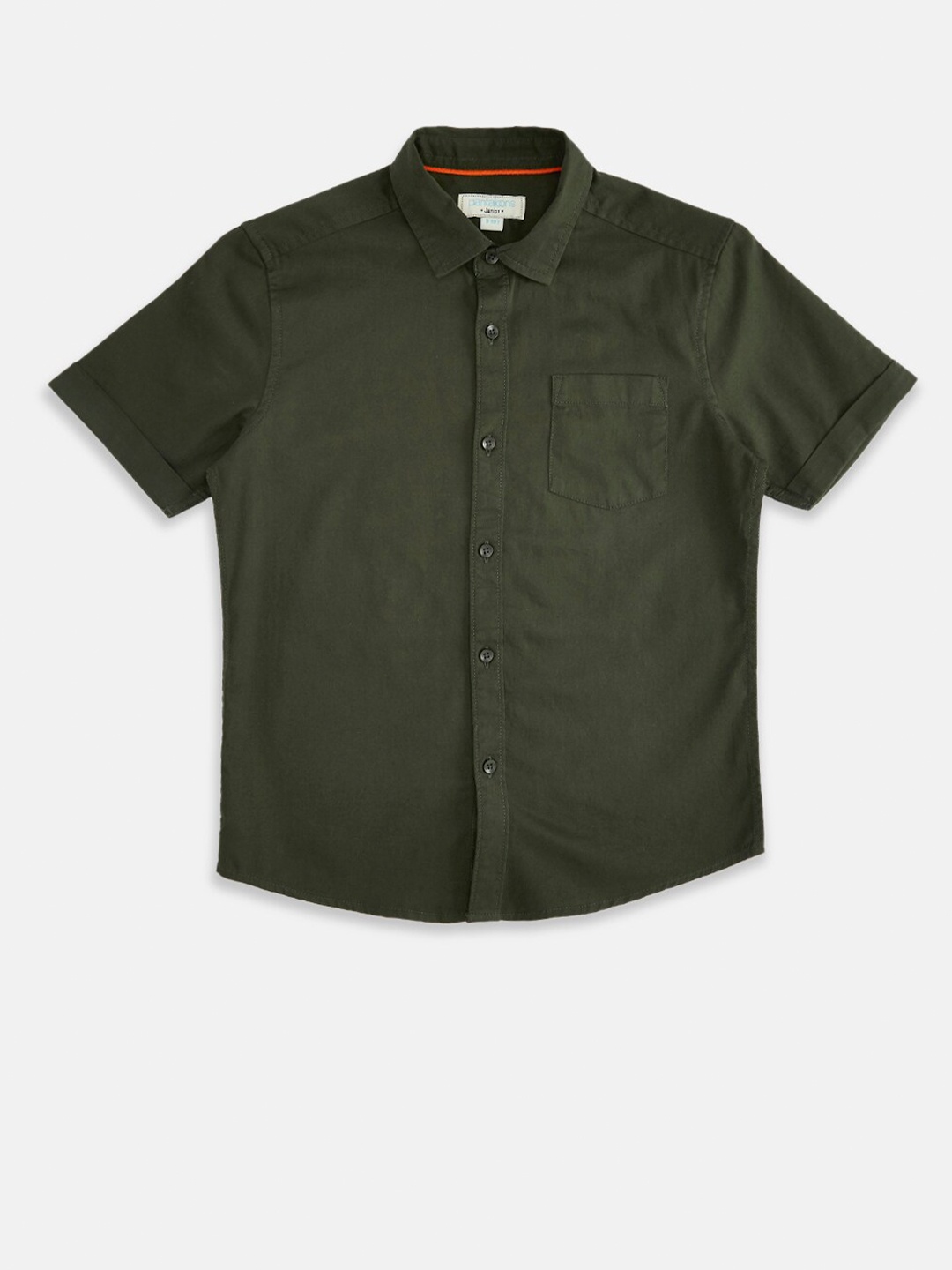 

Pantaloons Junior Boys Olive Green Solid Casual Shirt