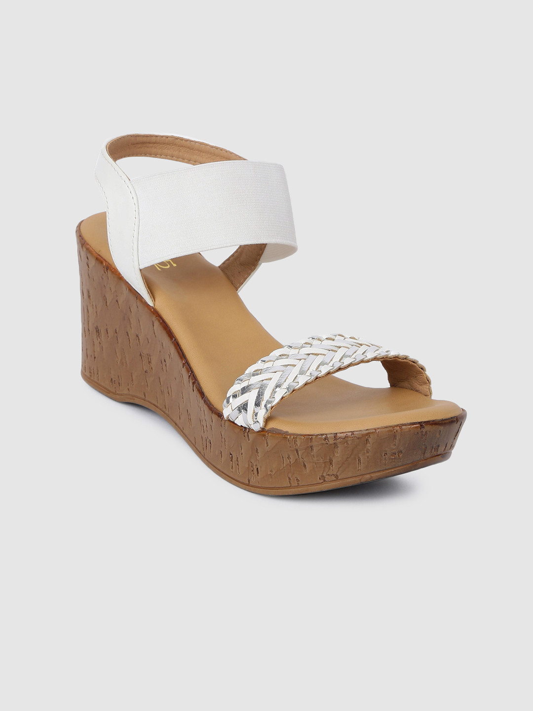 

Inc 5 Women White Textured Open Toe Wedges