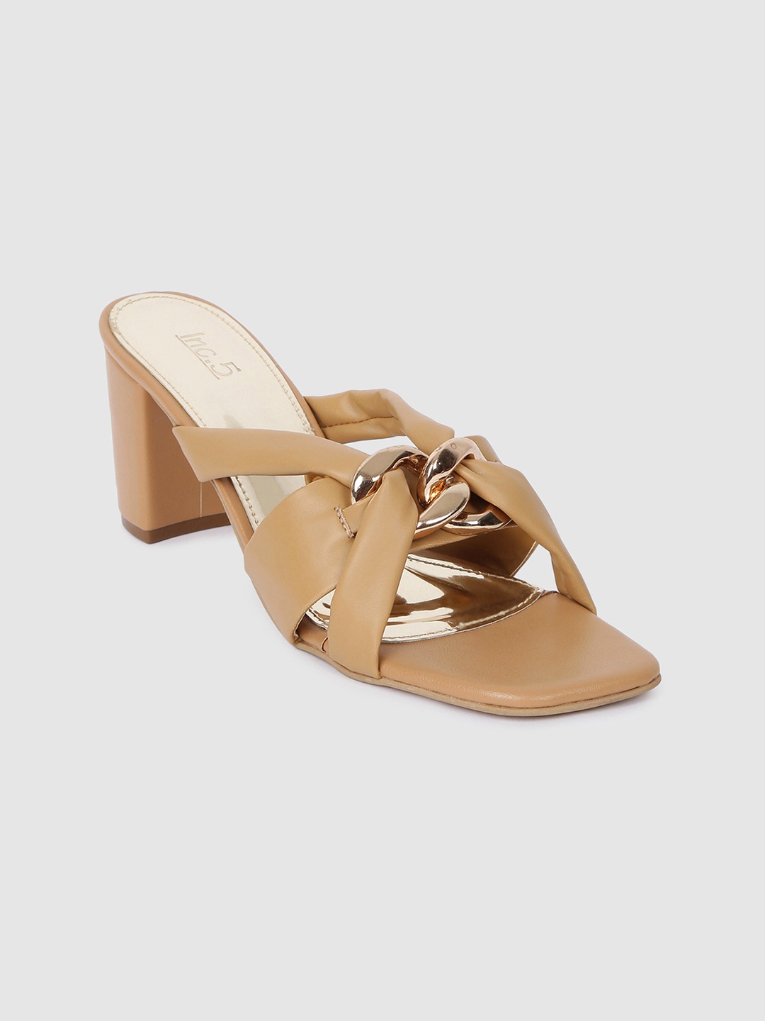 

Inc 5 Beige PU Block Sandals