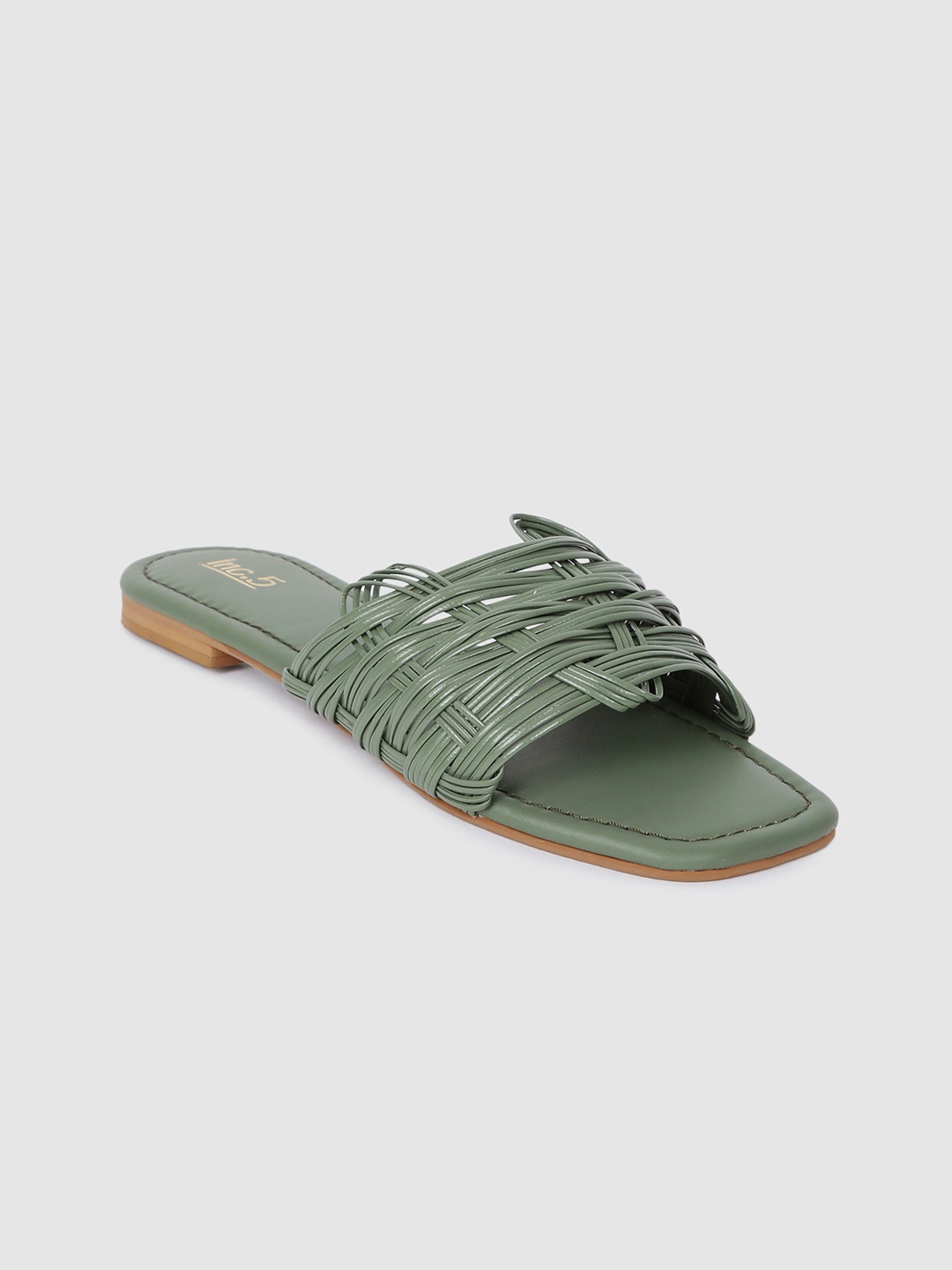 

Inc 5 Women Green Solid Open Toe Flats