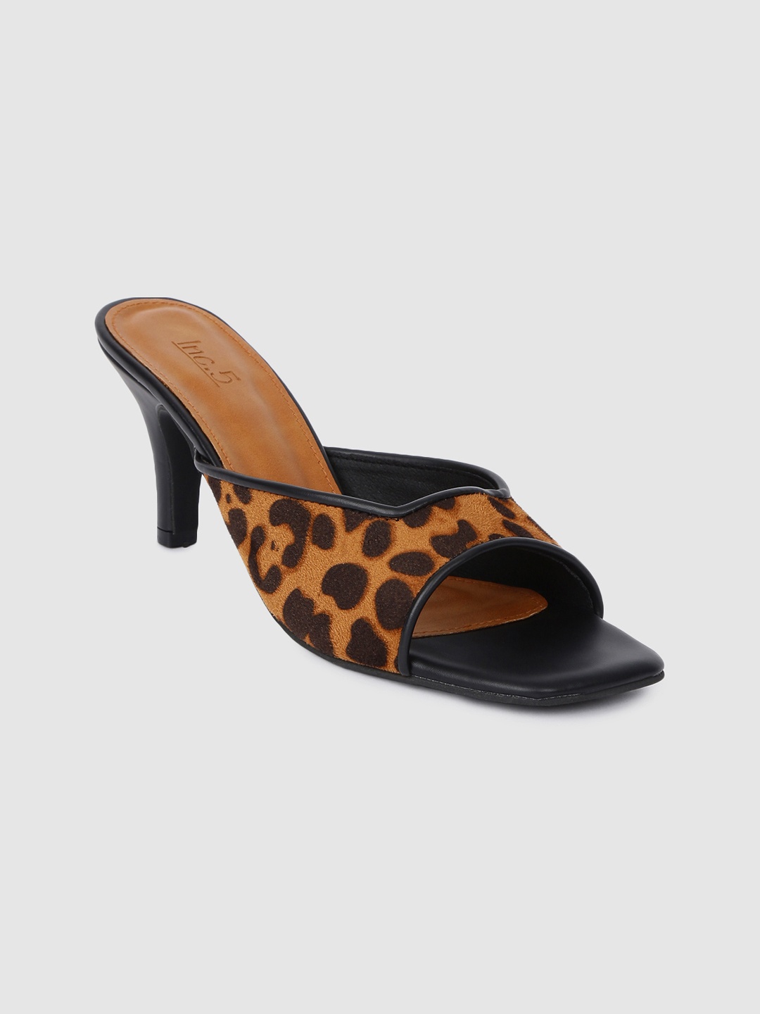 

Inc 5 Black & Tan Printed PU Stiletto Sandals