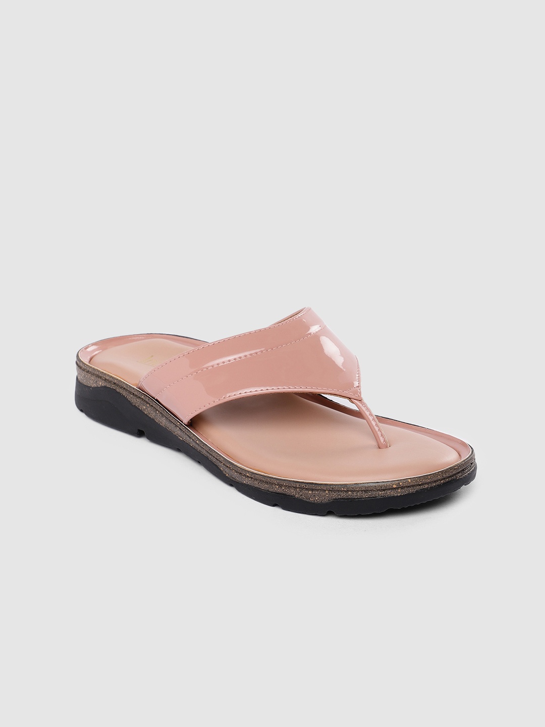 

Inc 5 Peach-Coloured Solid PU Comfort Heels