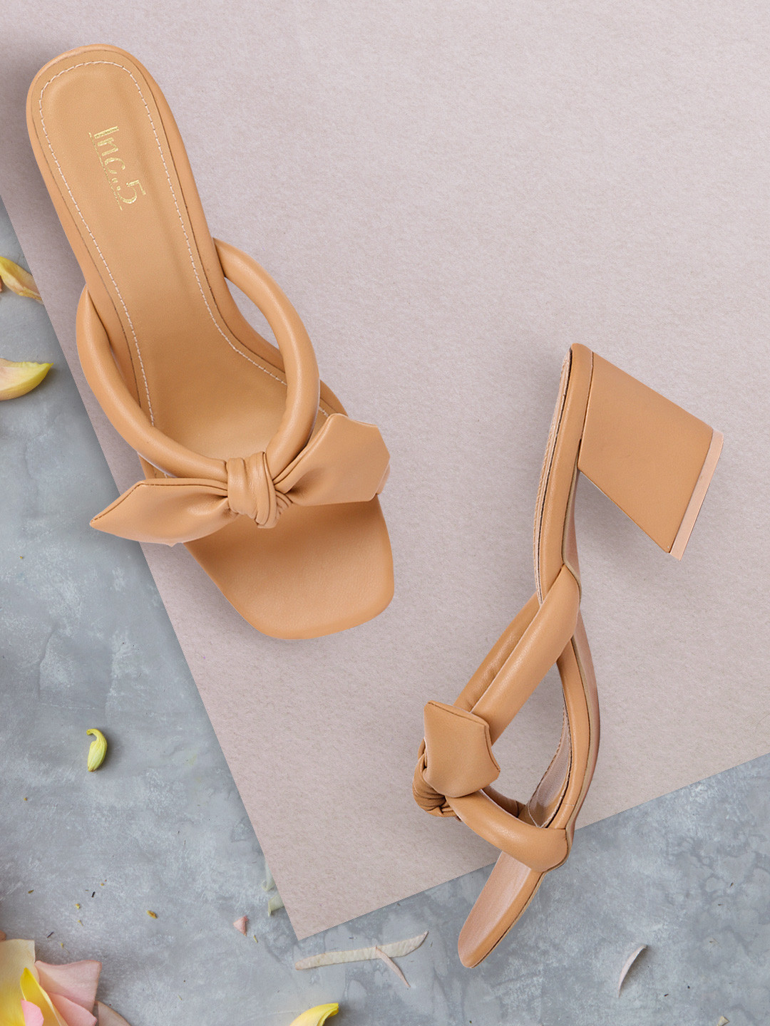 

Inc 5 Women Beige Solid Open Toe Heels