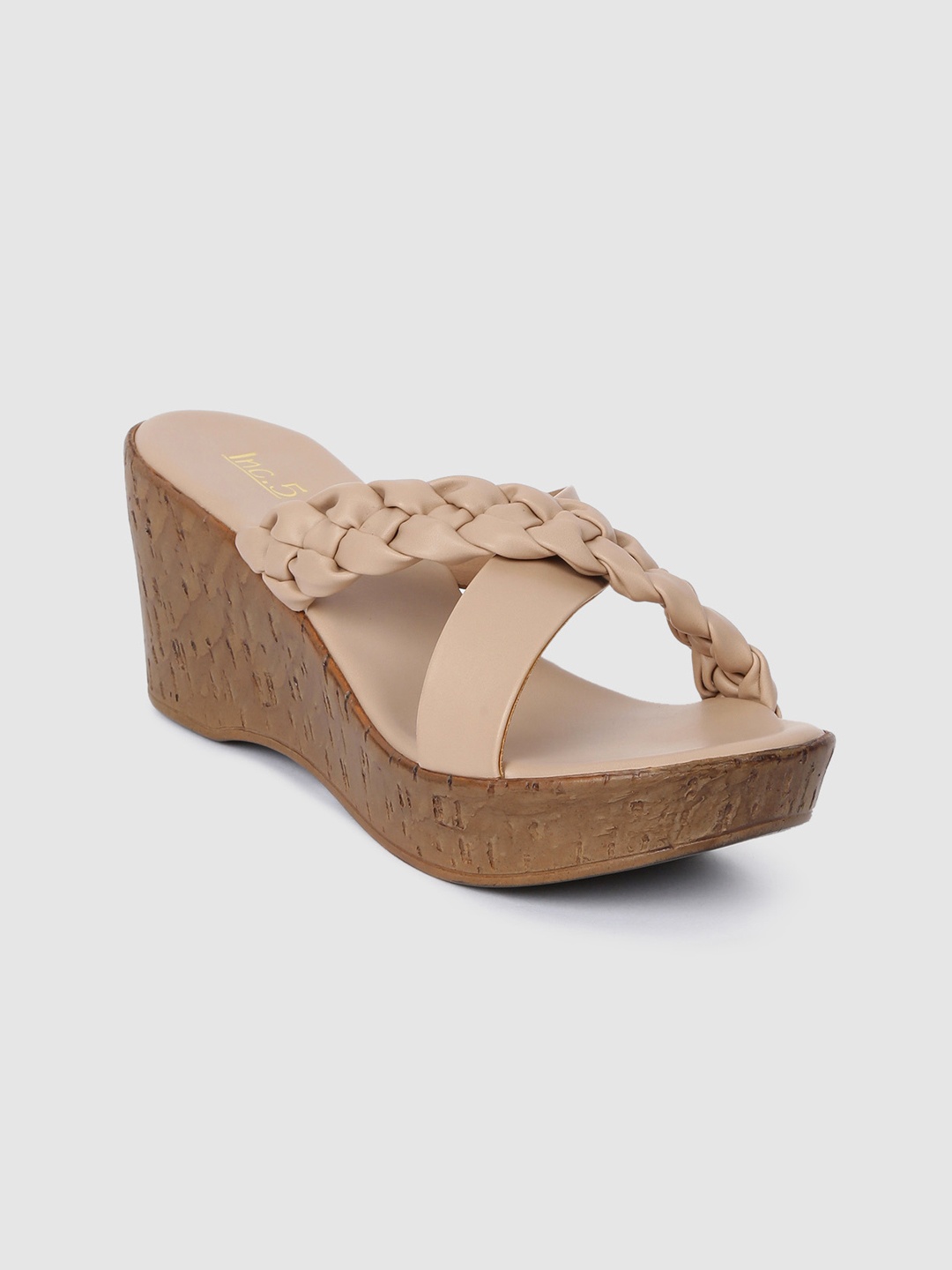 

Inc 5 Women Beige Solid Open Toe Wedges