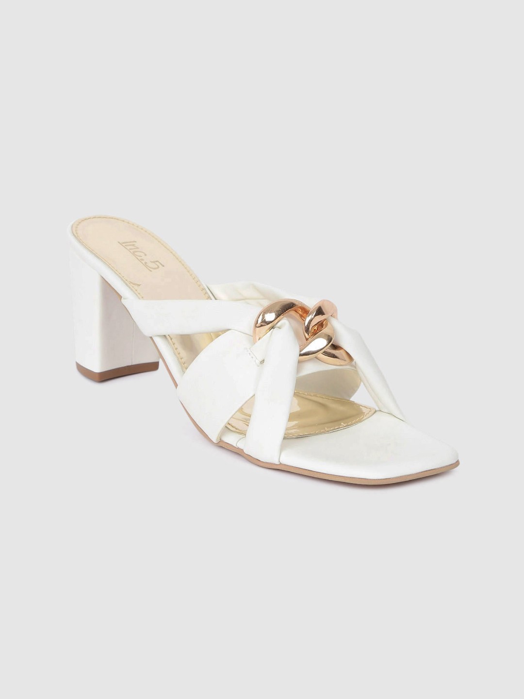 

Inc 5 White PU Block Sandals