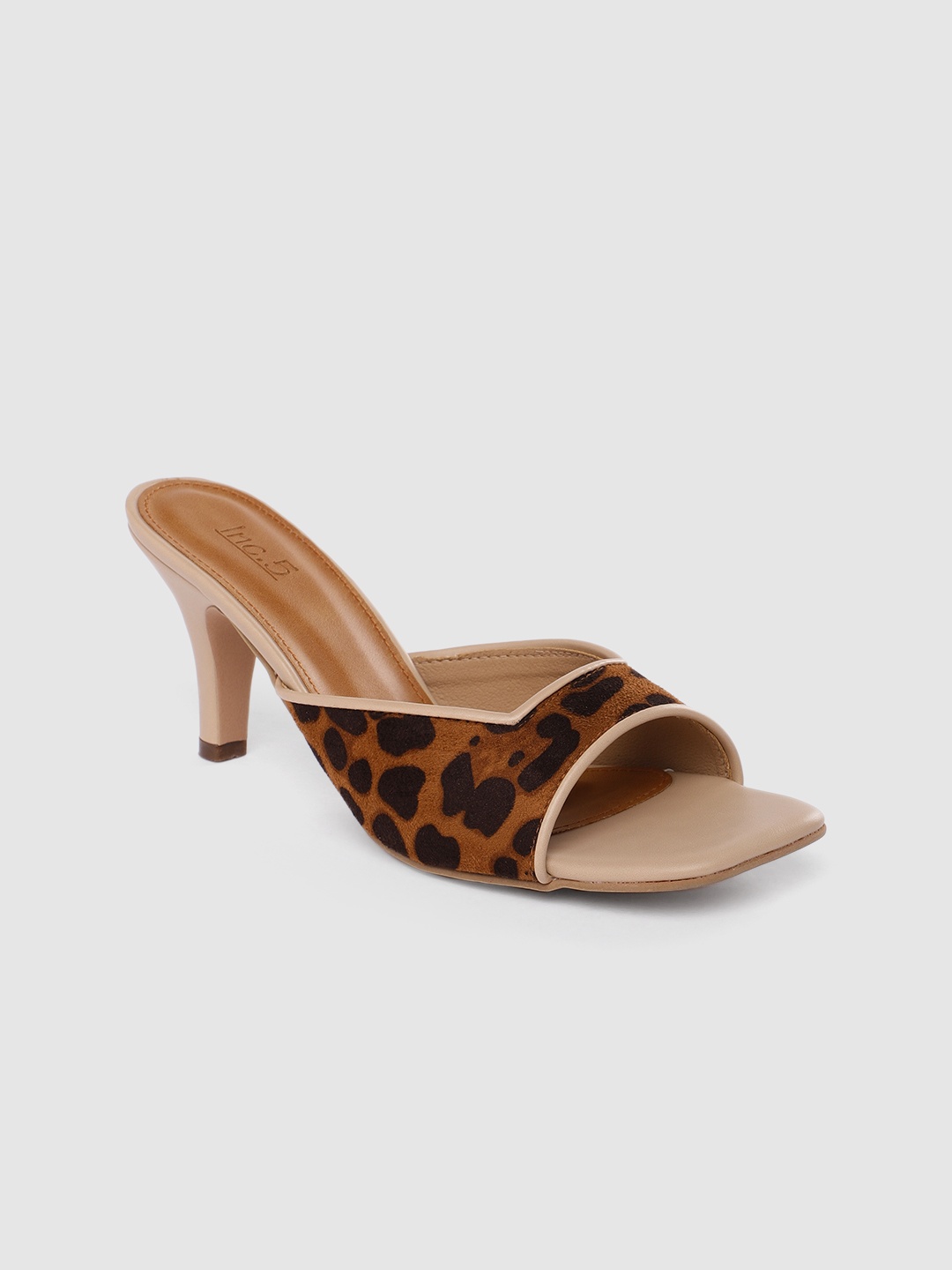 

Inc 5 Women Beige PU Animal Printed Comfort Sandals