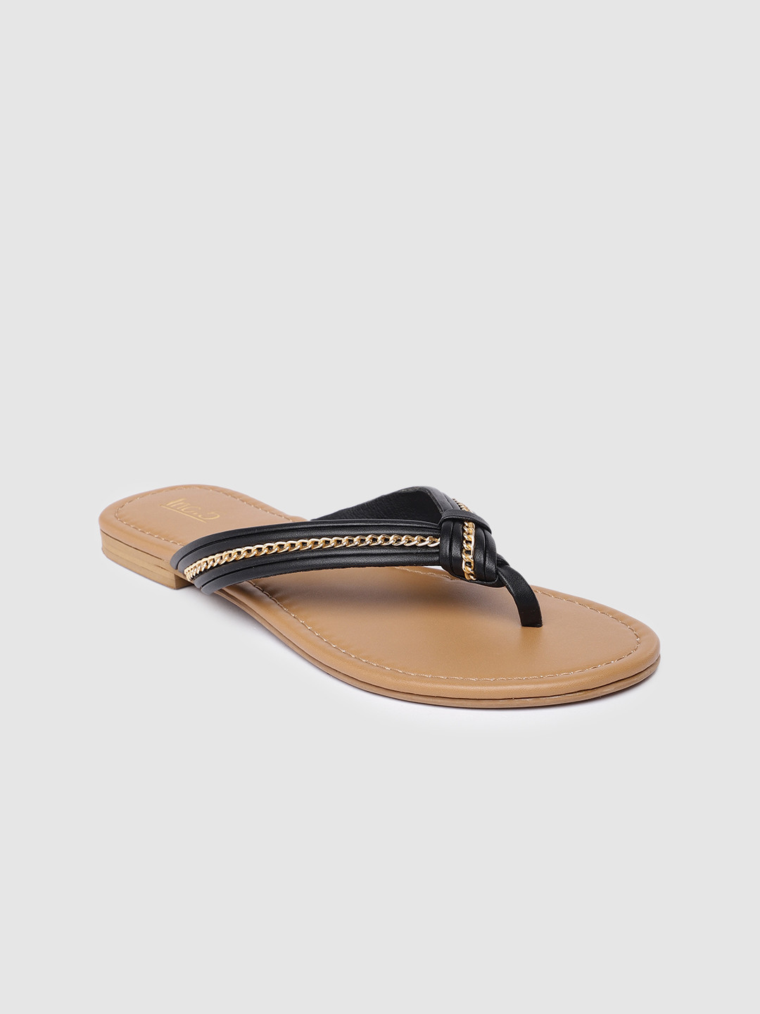 

Inc 5 Women Black Embellished T-Strap Flats
