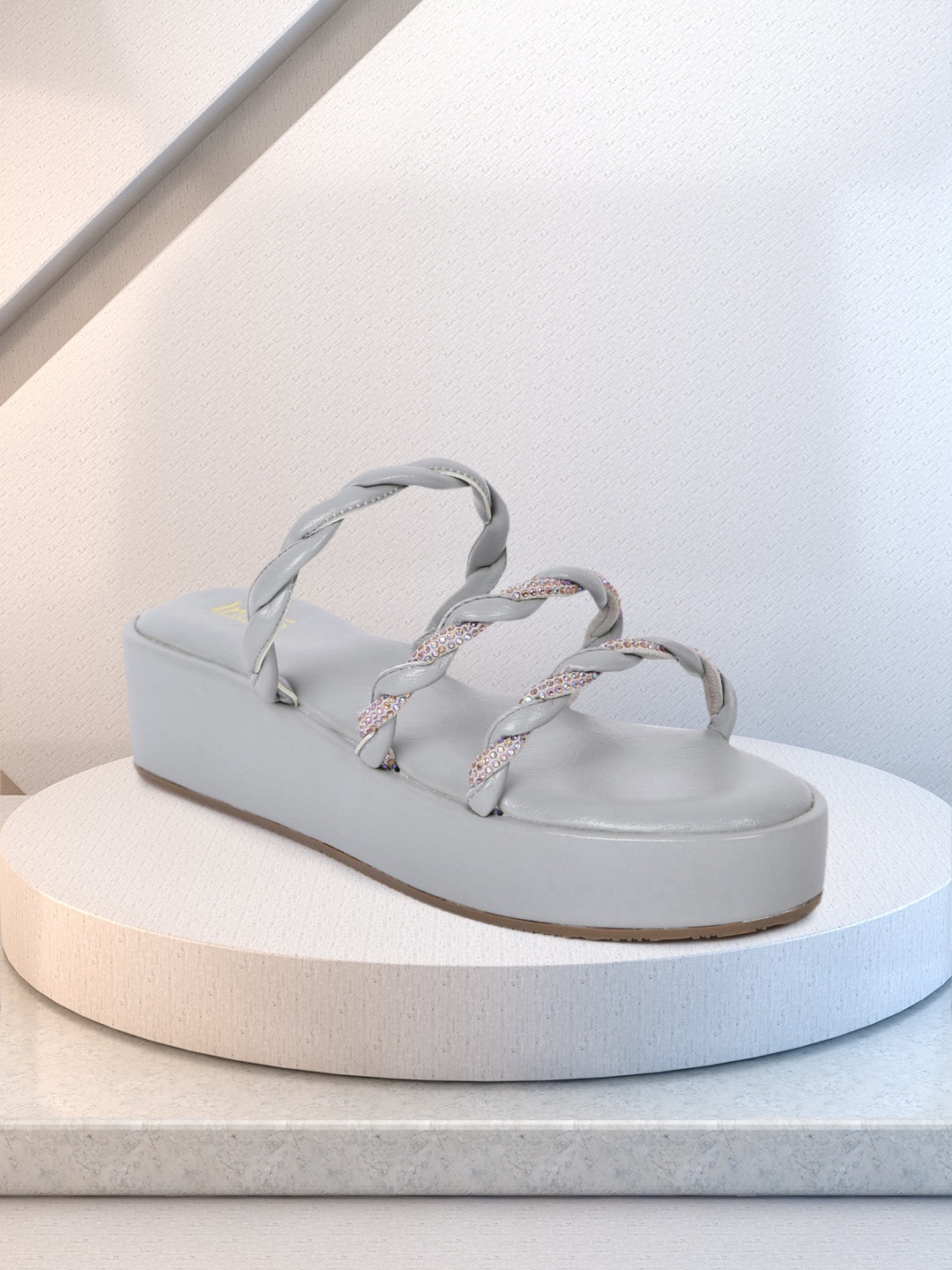 

Inc 5 Women Grey Embellished Flatforms