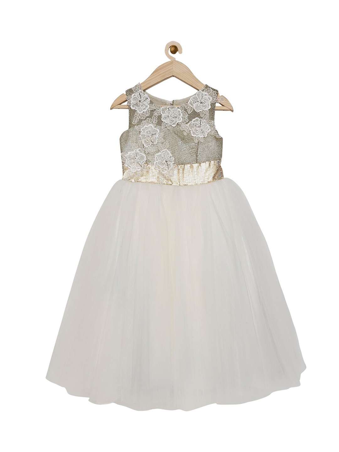 

Actuel Girls Off-White & Golden Embellished Net Gown