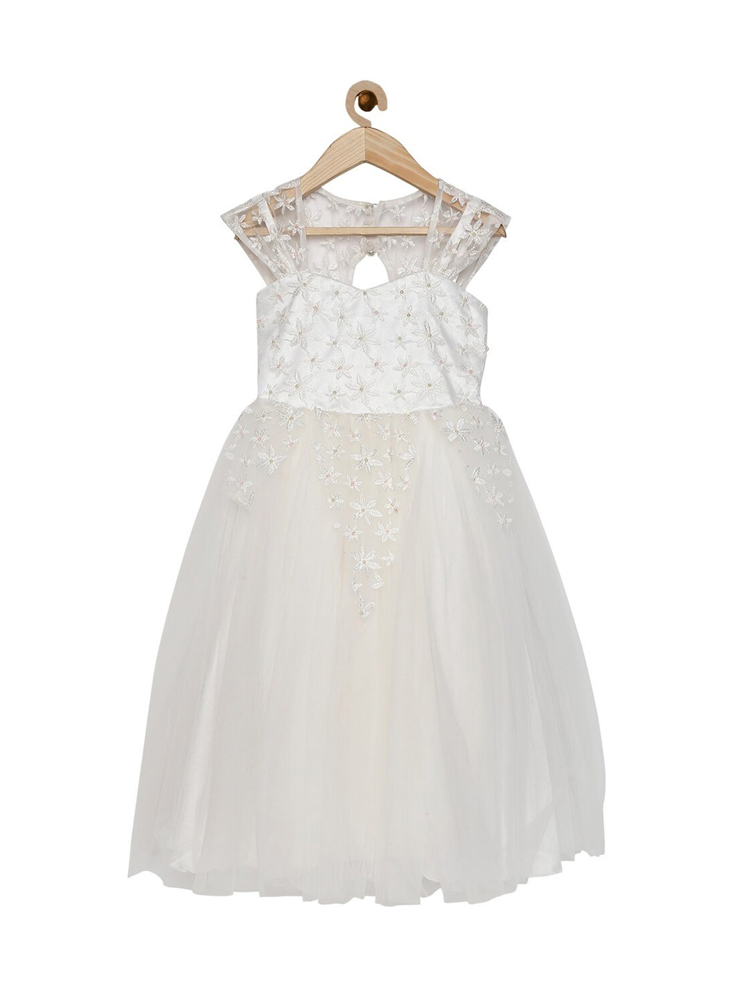 

Actuel Cream-Coloured Embellished Net Maxi Dress