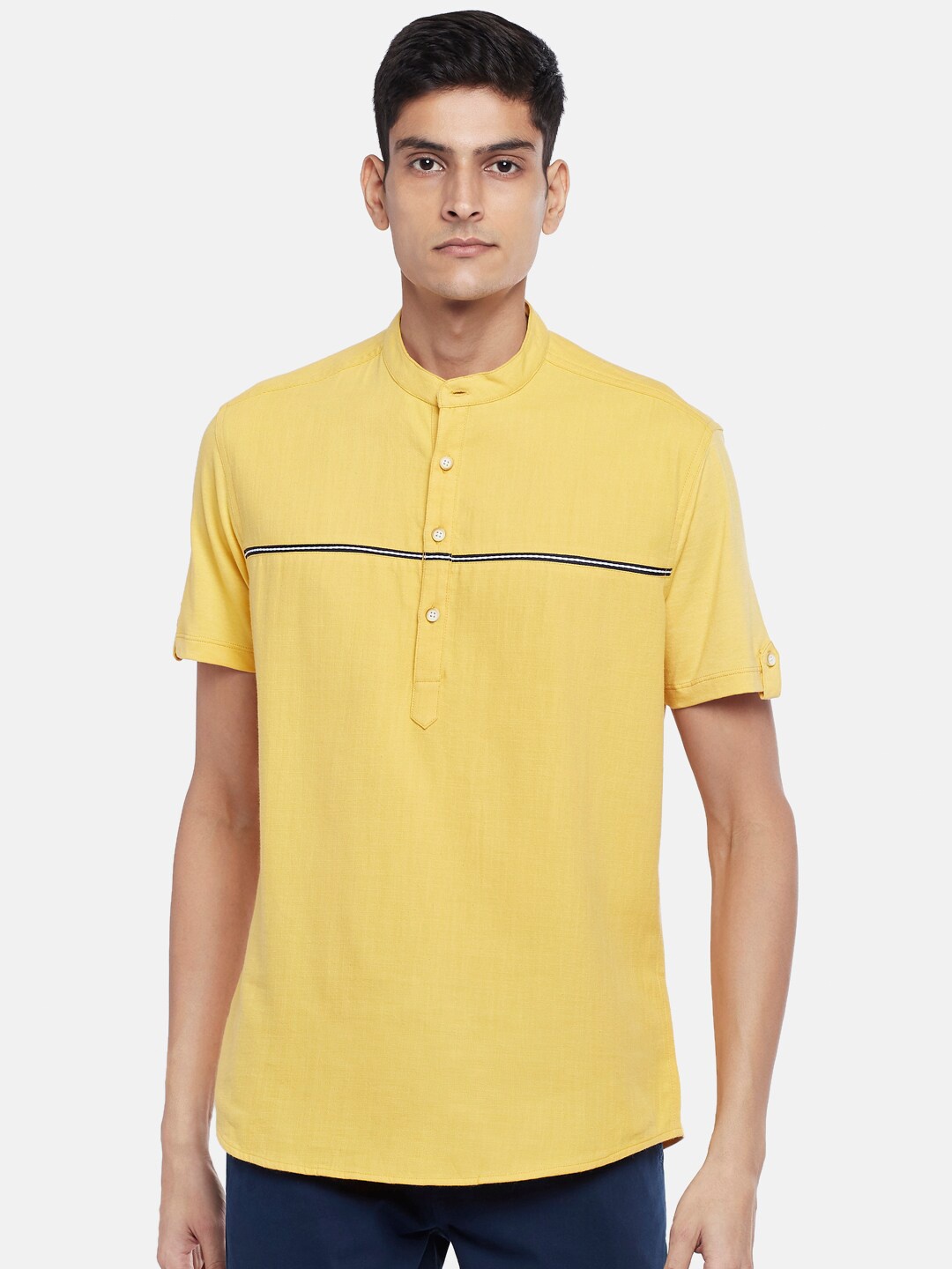 

Urban Ranger by pantaloons Men Mustard Cotton Casual Shirt