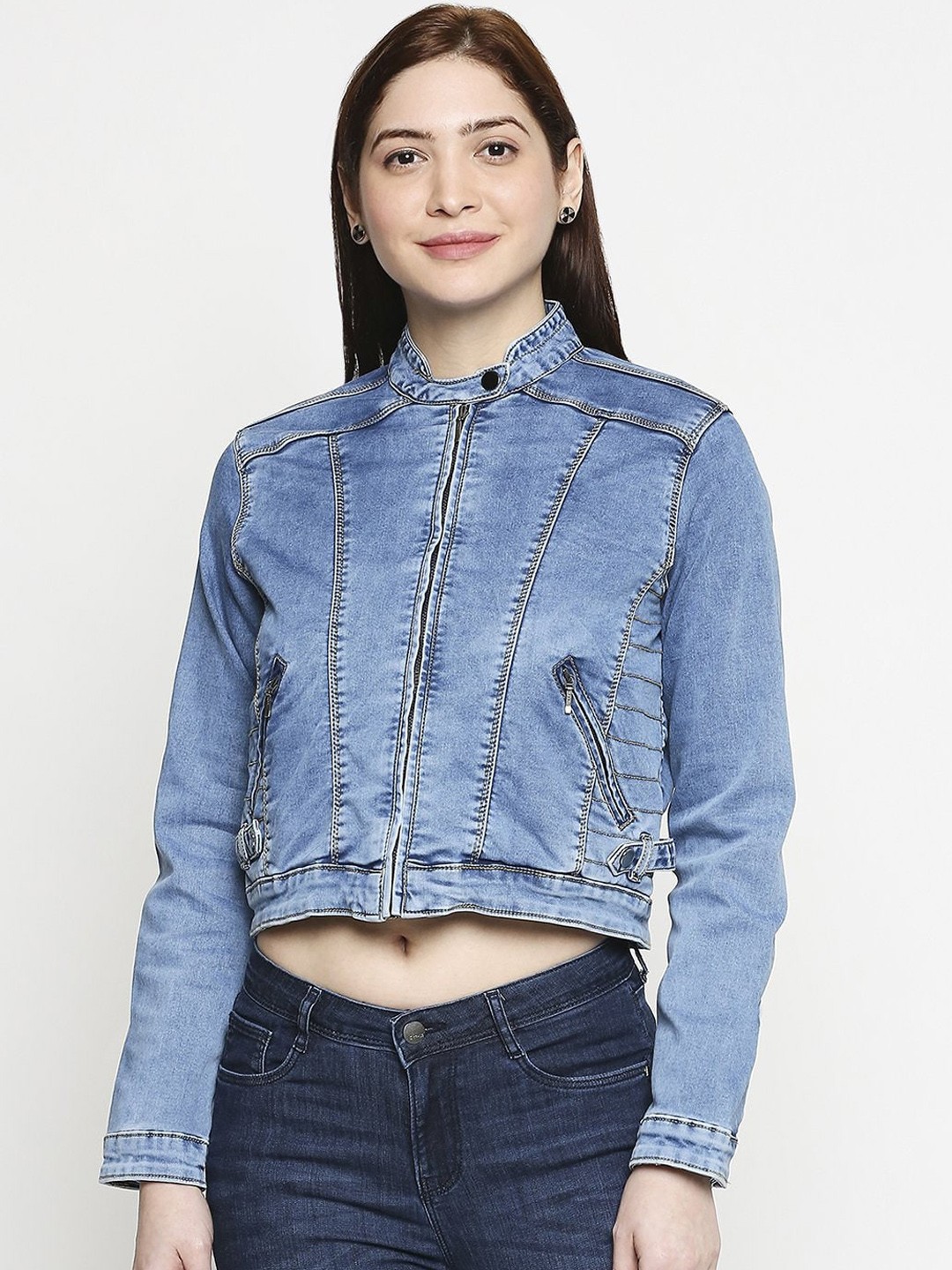 

Kraus Jeans Women Blue Washed Crop Denim Jacket