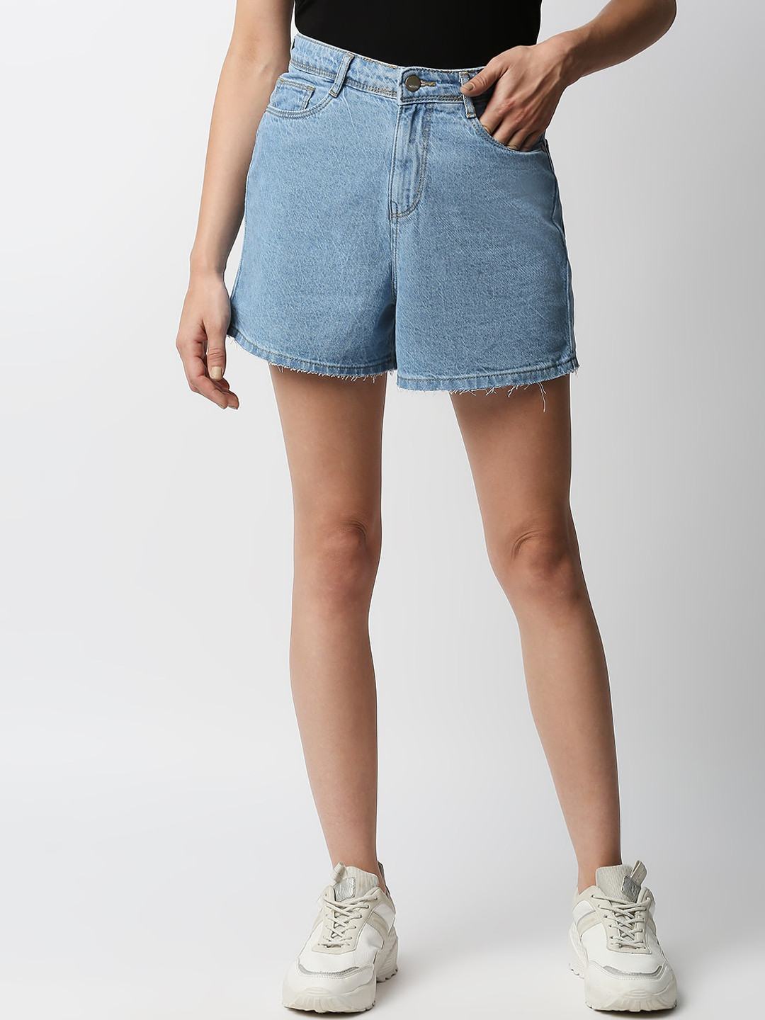 

Kraus Jeans Women Blue Slim Fit High-Rise Denim Shorts