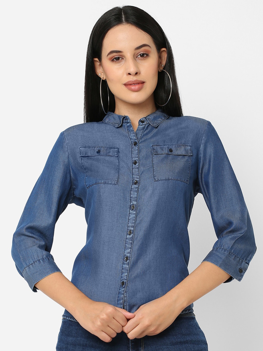 

Kraus Jeans Women Blue Slim Fit Casual Shirt