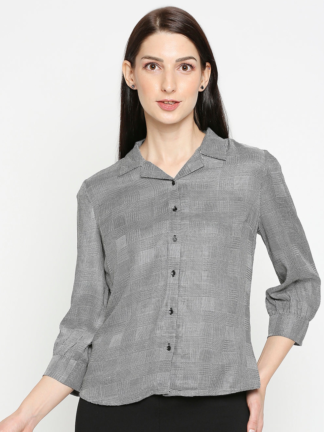 

Kraus Jeans Women Black Slim Fit Casual Shirt
