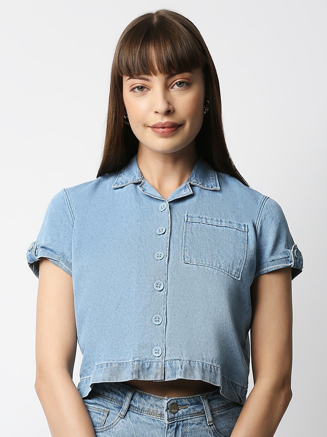 

Kraus Jeans Women Blue Slim Fit Casual Shirt