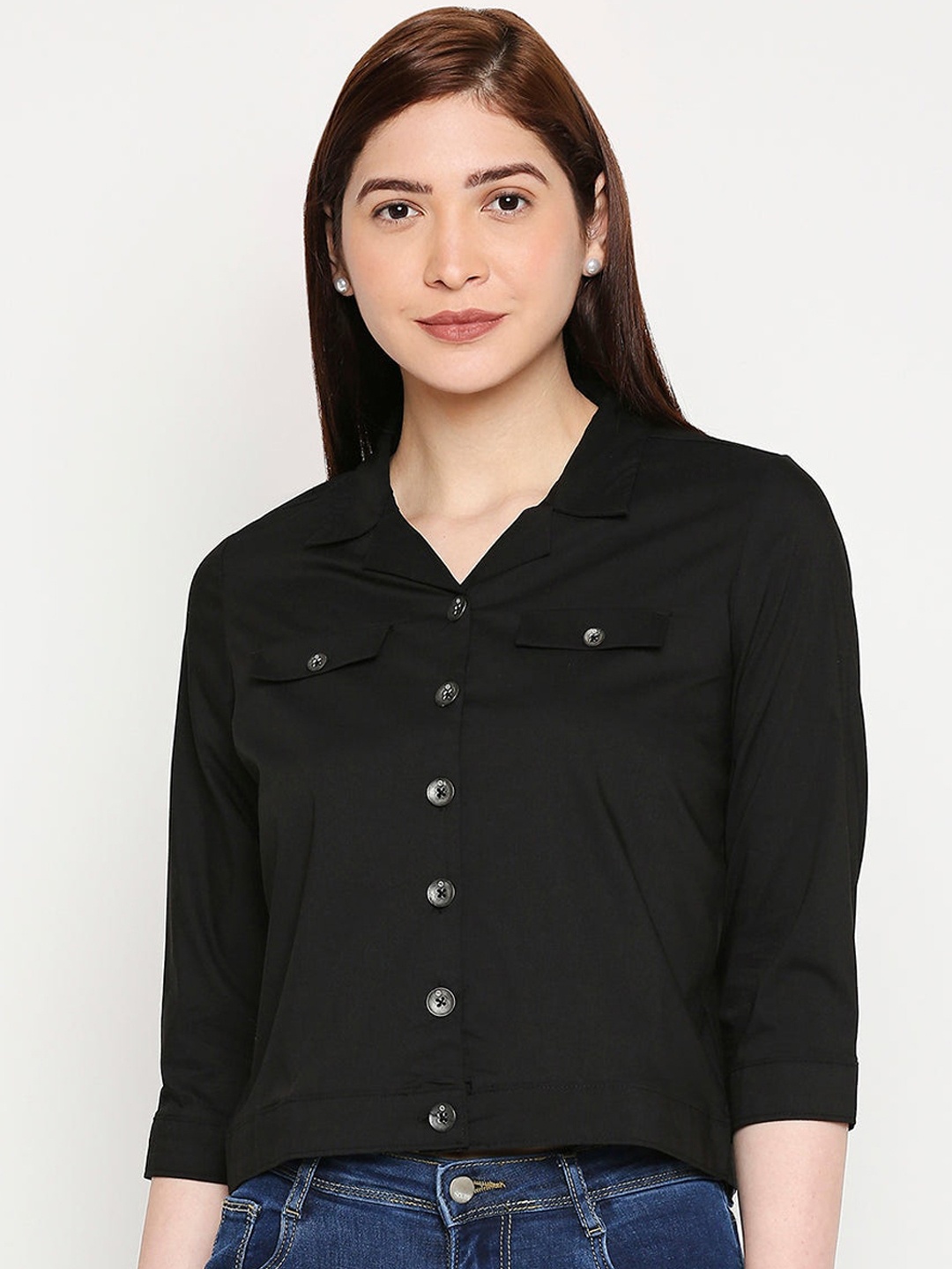 

Kraus Jeans Women Black Crop Tailored Jacket