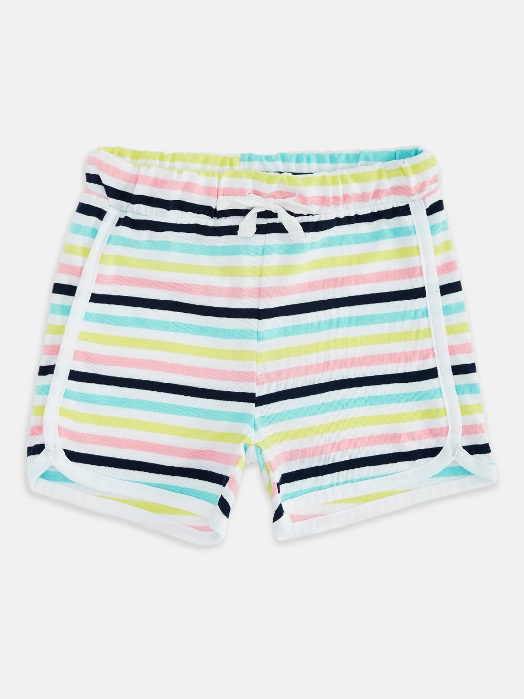 Pantaloons Junior Girls Multicoloured Cotton Striped Shorts, Multi