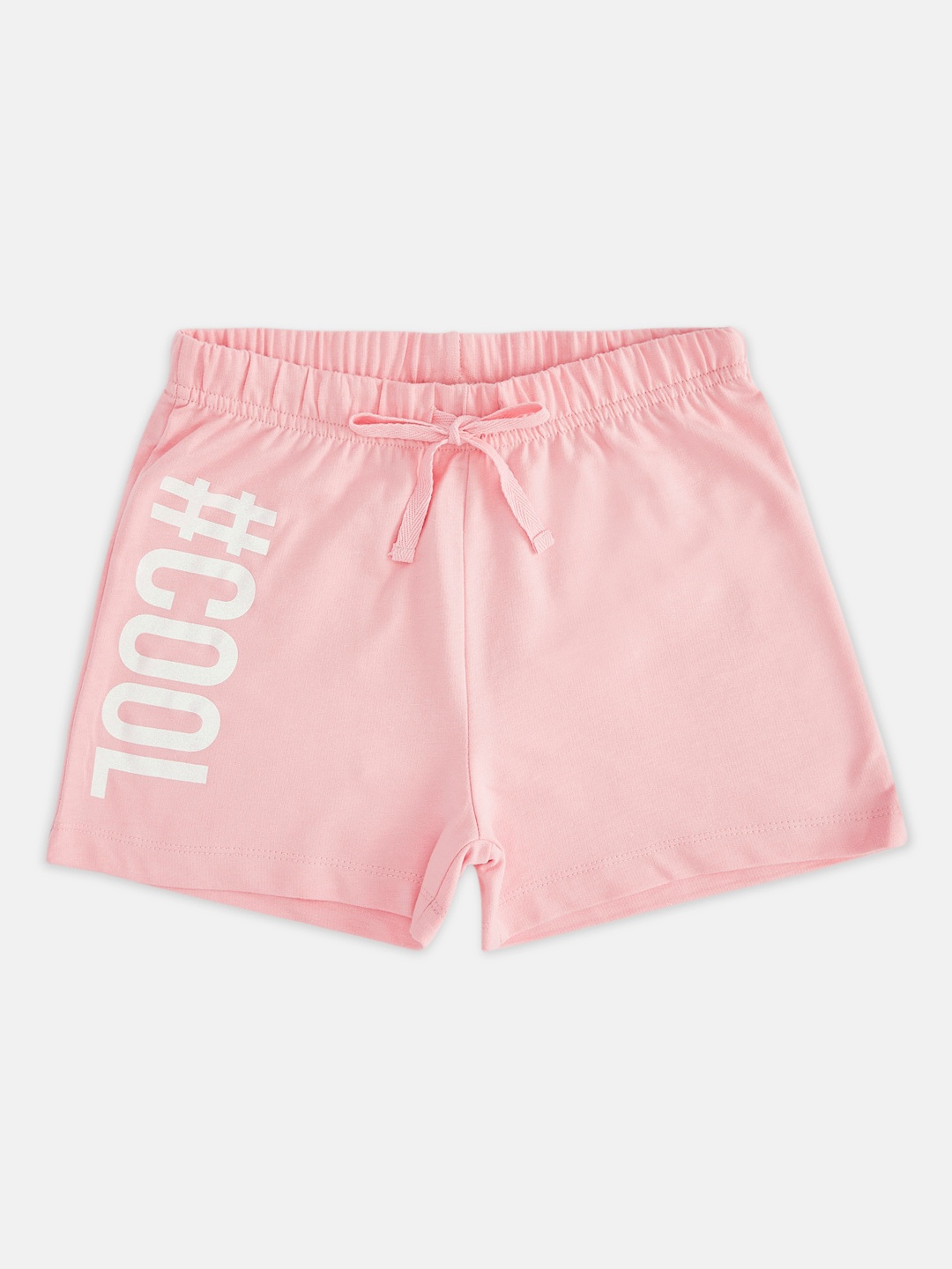 

Pantaloons Junior Girls Pink Typography Printed Cotton Shorts