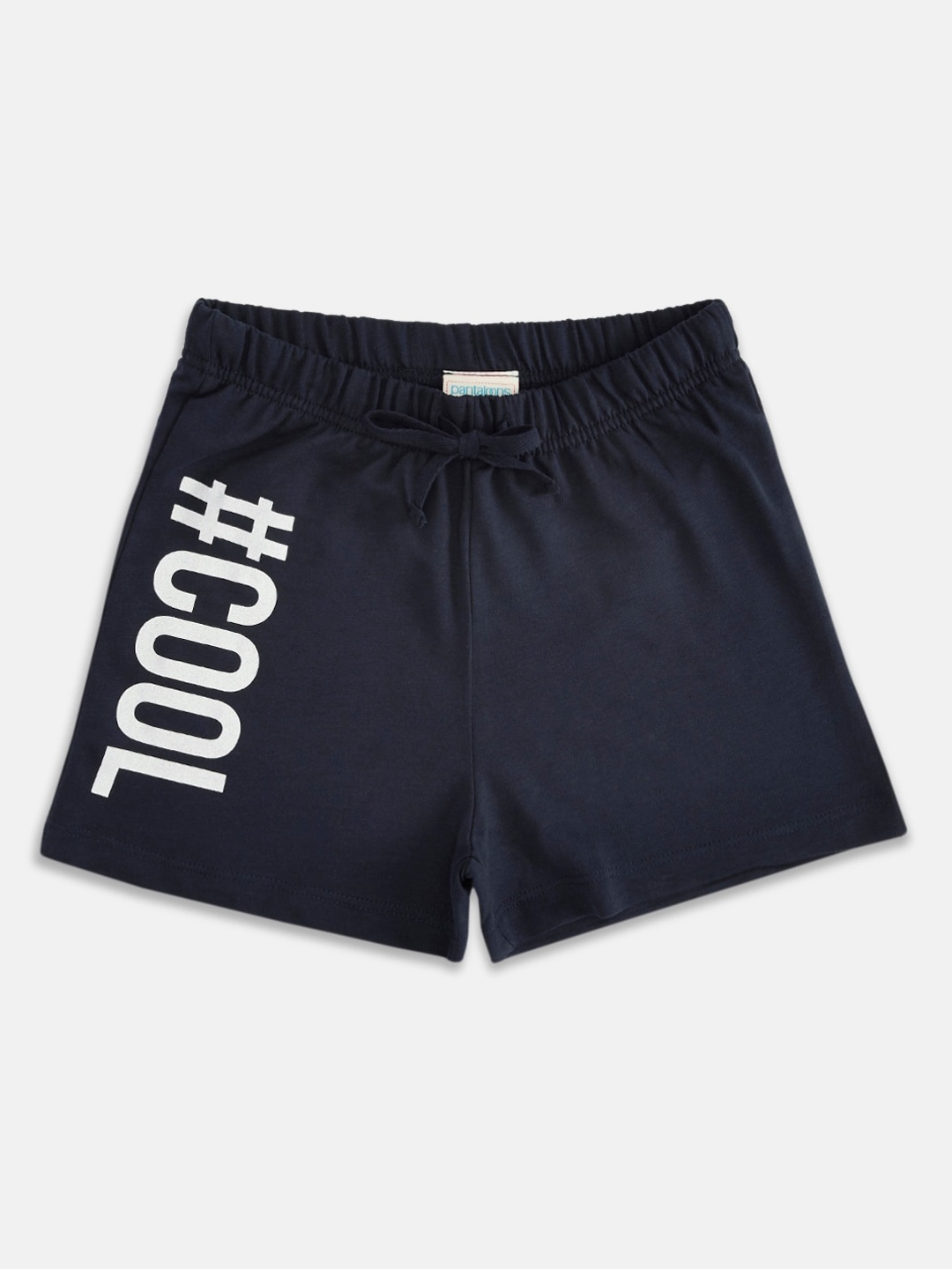 Pantaloons Junior Girls Navy Blue Typography Cotton Shorts