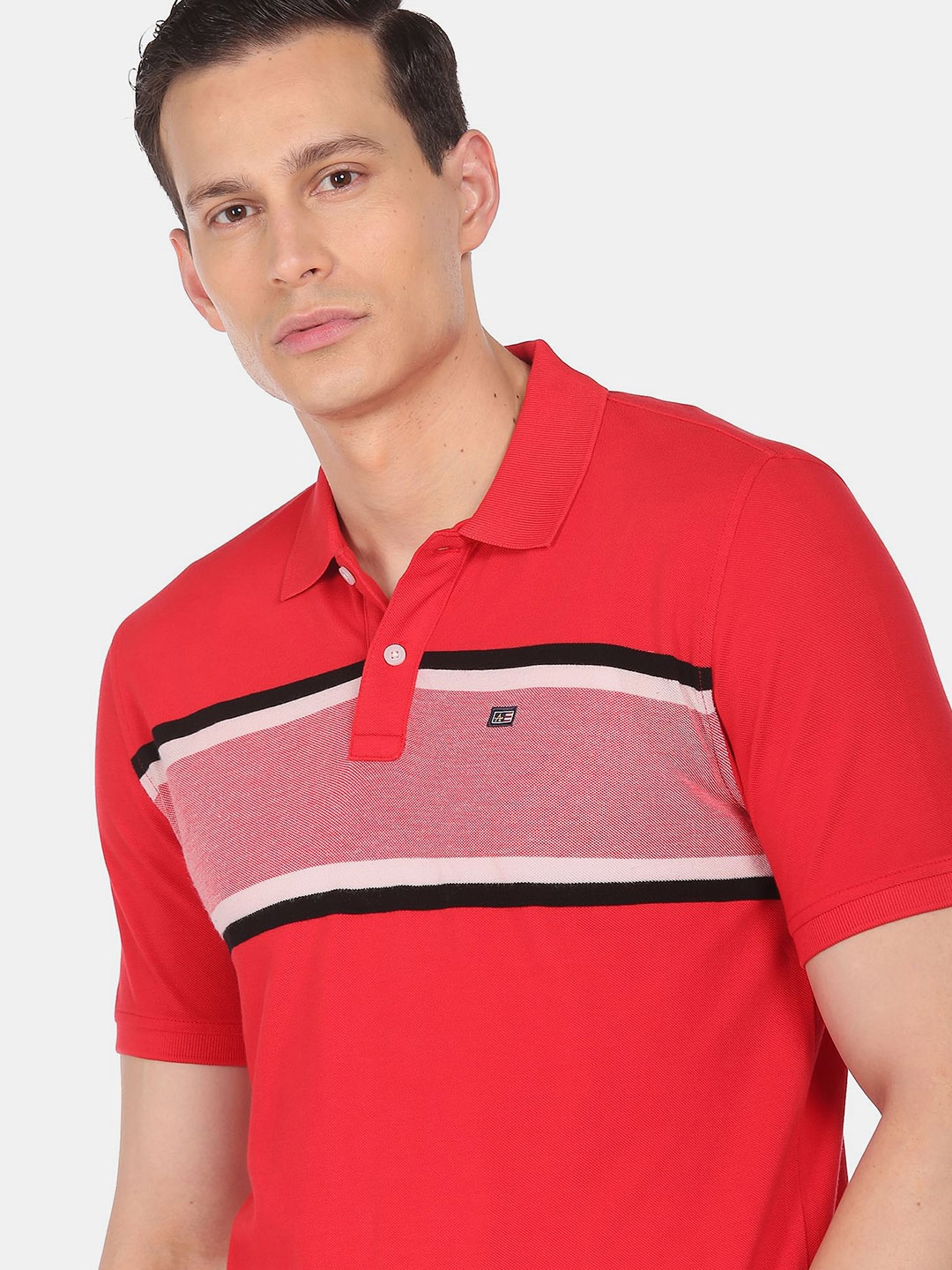 

Arrow Sport Men Red Striped Polo Collar T-shirt