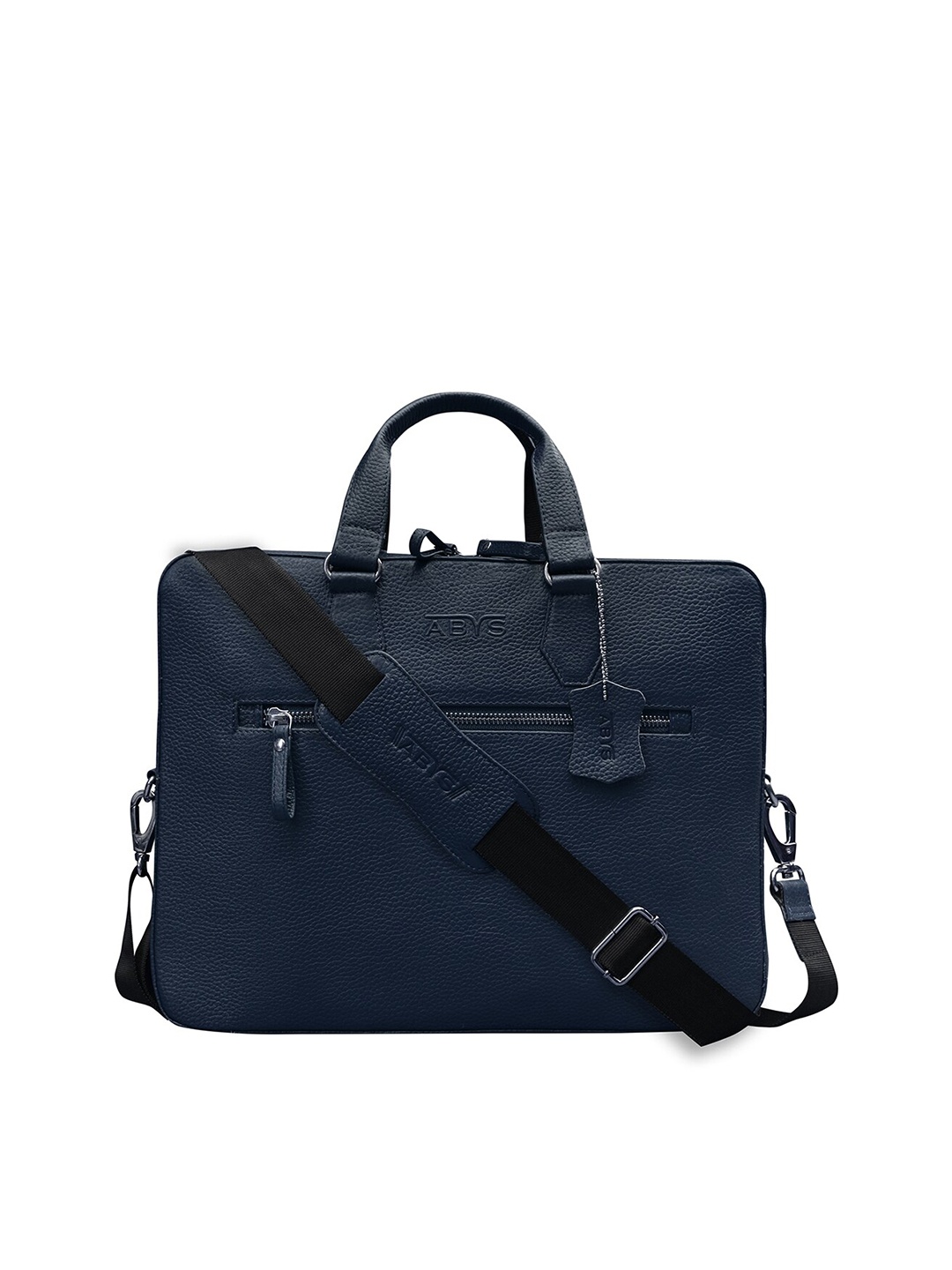 

ABYS Unisex Navy Blue Leather Laptop Bag