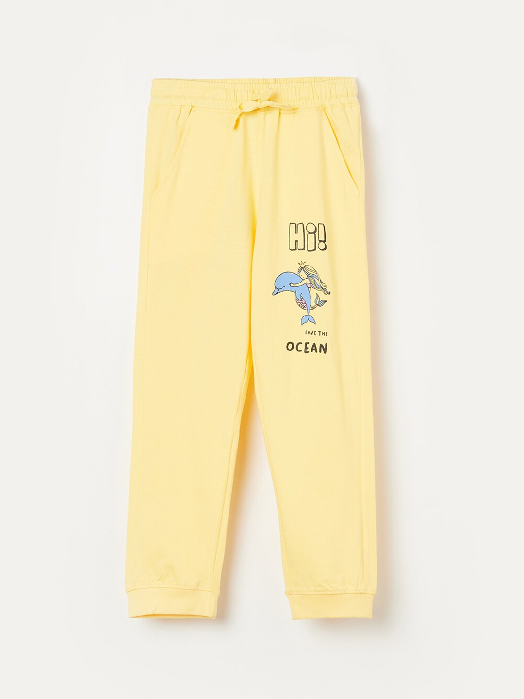 

Fame Forever by Lifestyle Girls Yellow Printed Pure Cotton Joggers