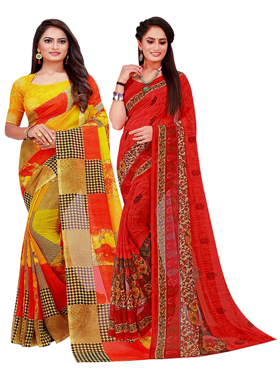 

Florence Set of 2 Pure Georgette Saree, Yellow