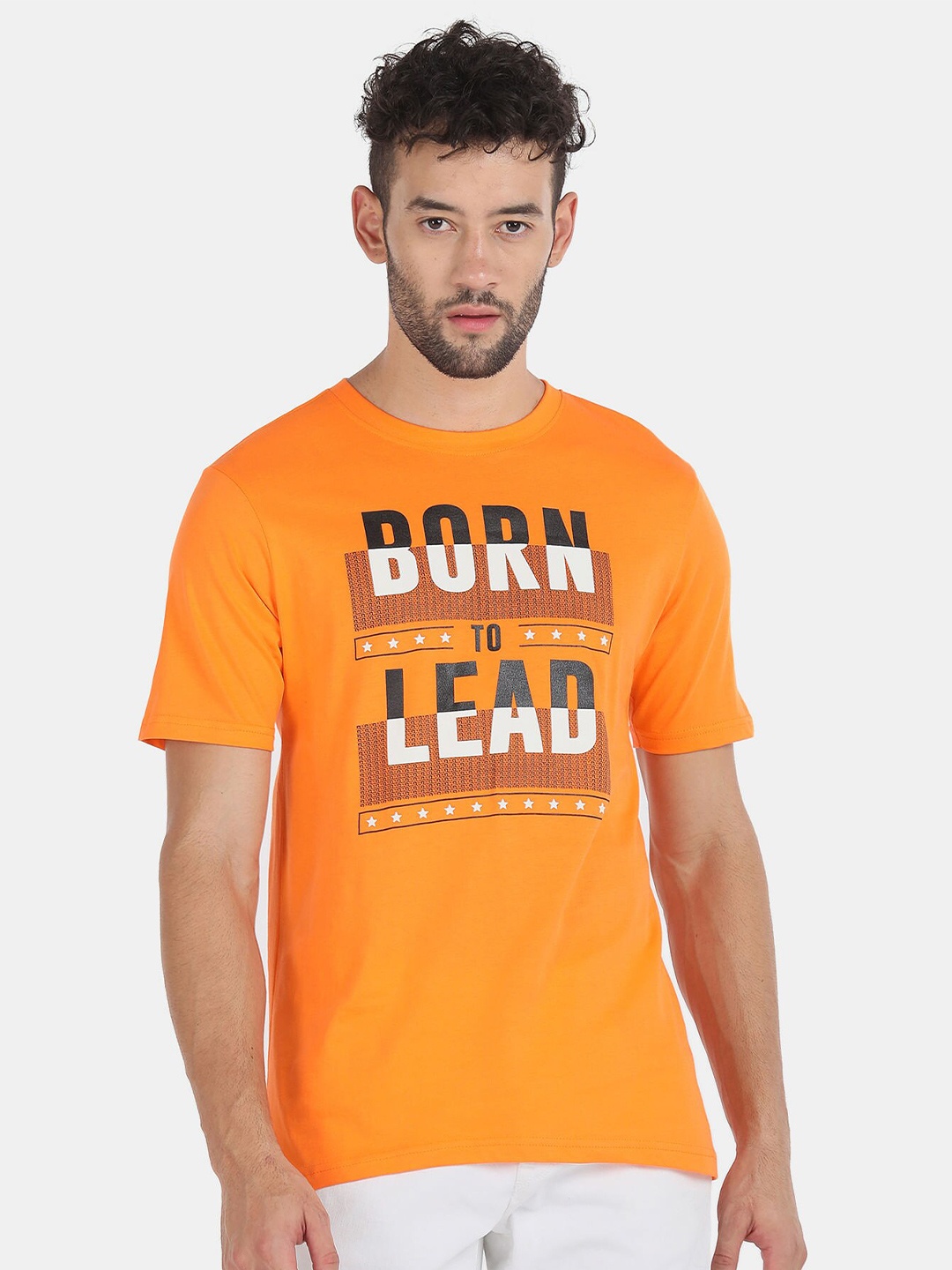 

Colt Men Orange Typography Printed Cotton T-shirt