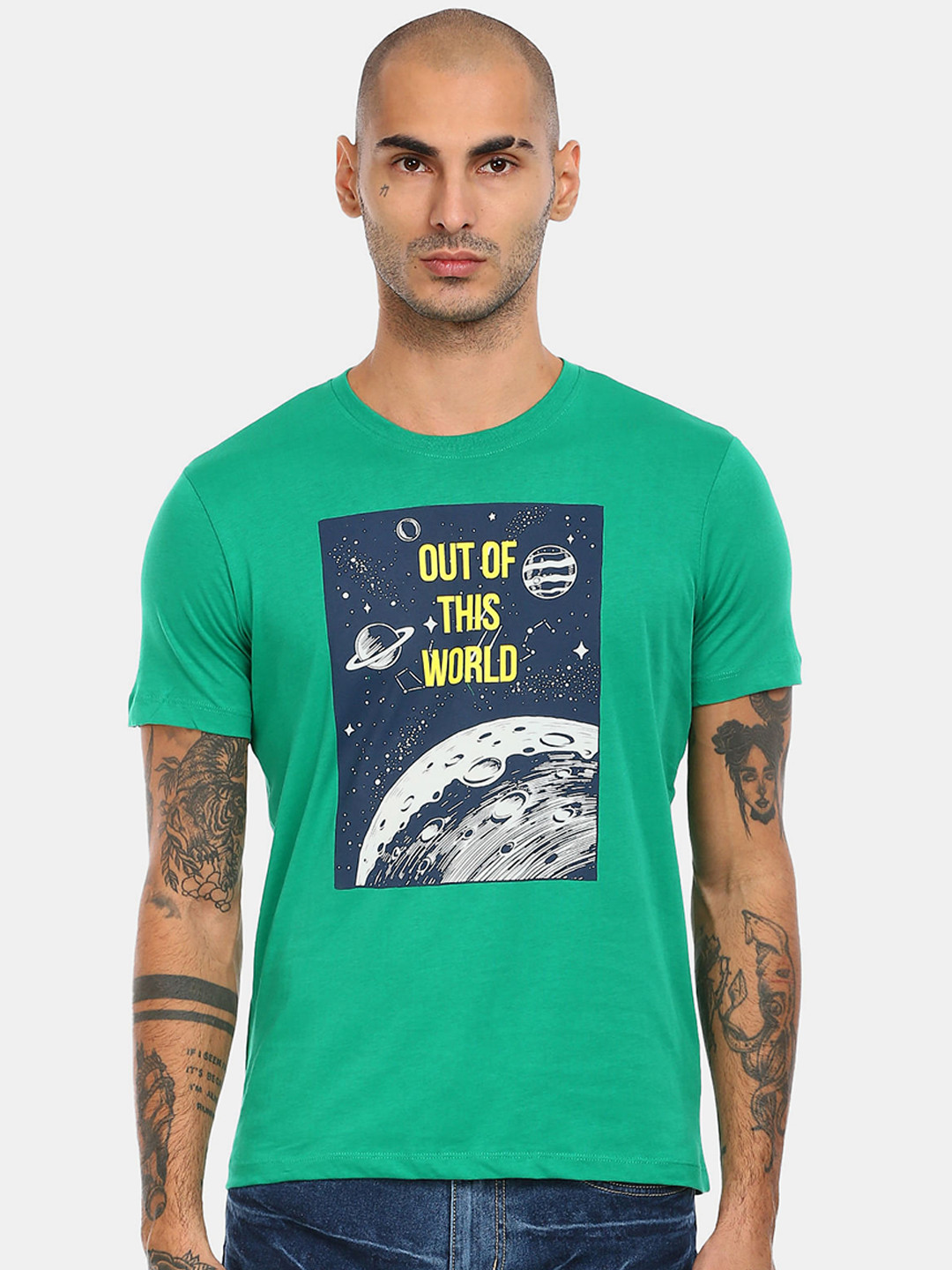 

Colt Men Green Printed Cotton T-shirt