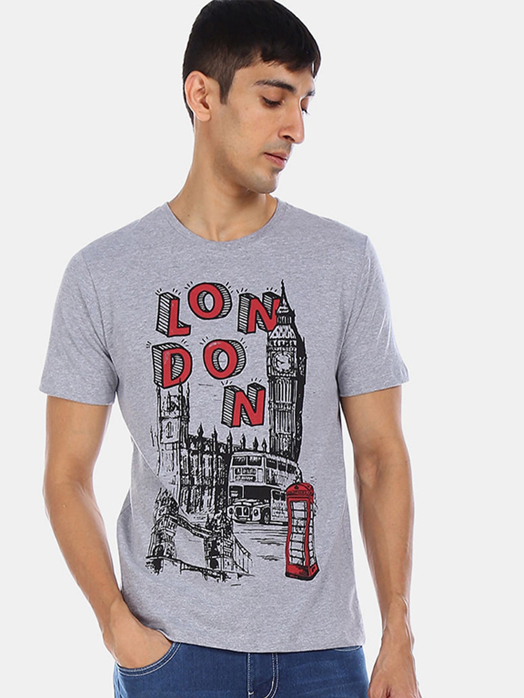 

Colt Men Grey Printed T-shirt