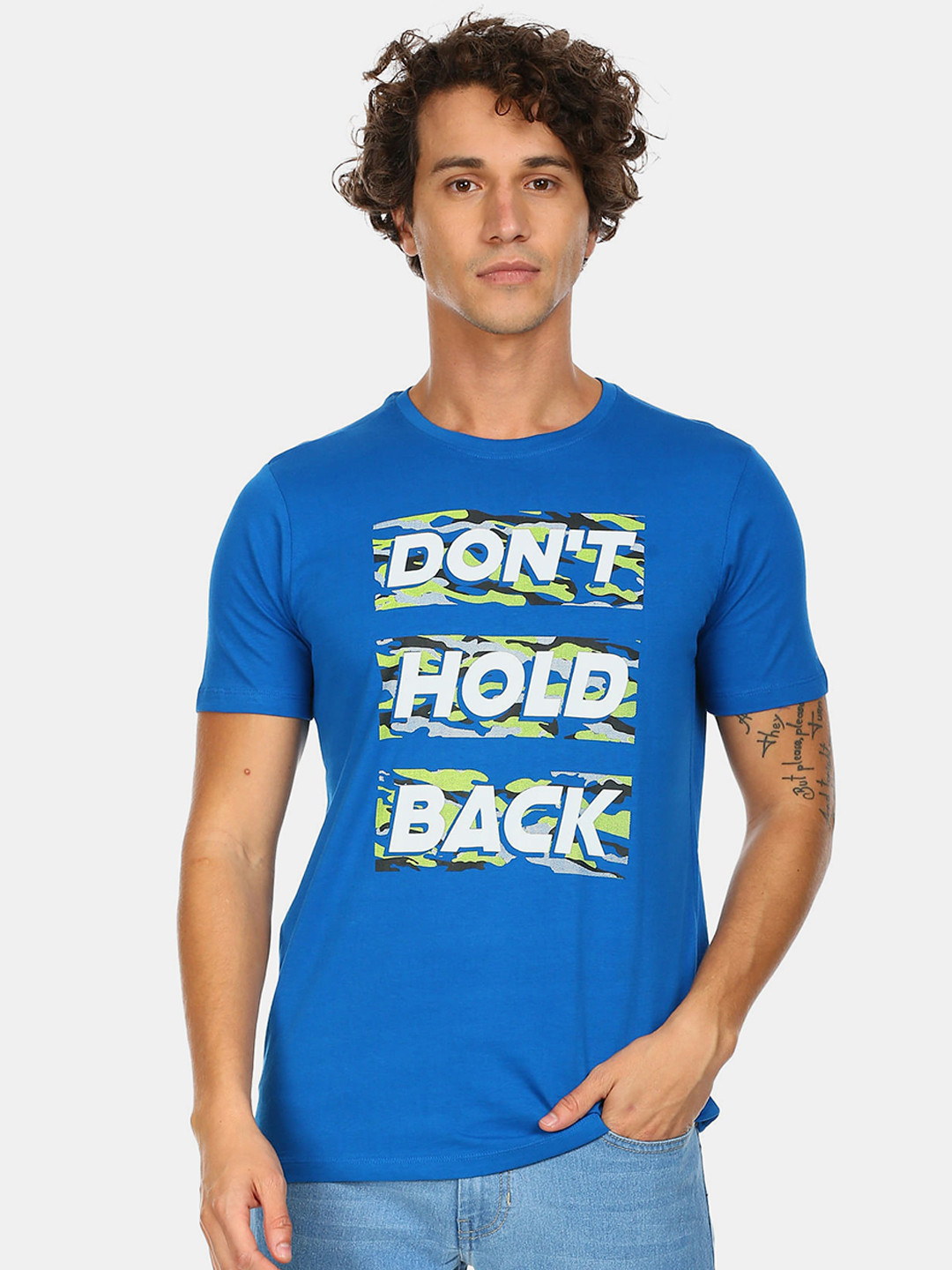 

Colt Men Blue Typography Printed 100% Cotton T-shirt