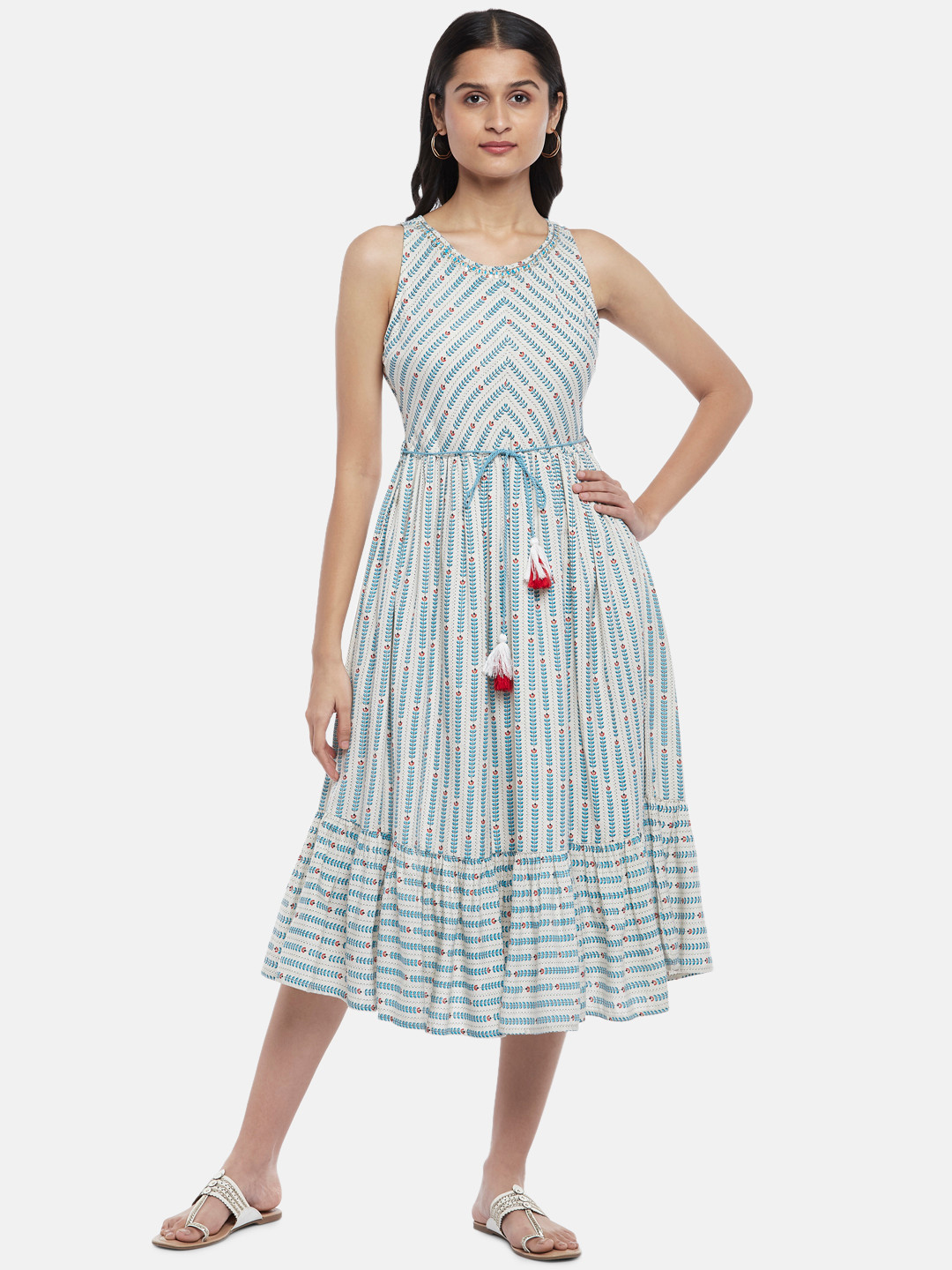 

People Off White Striped Midi Dress