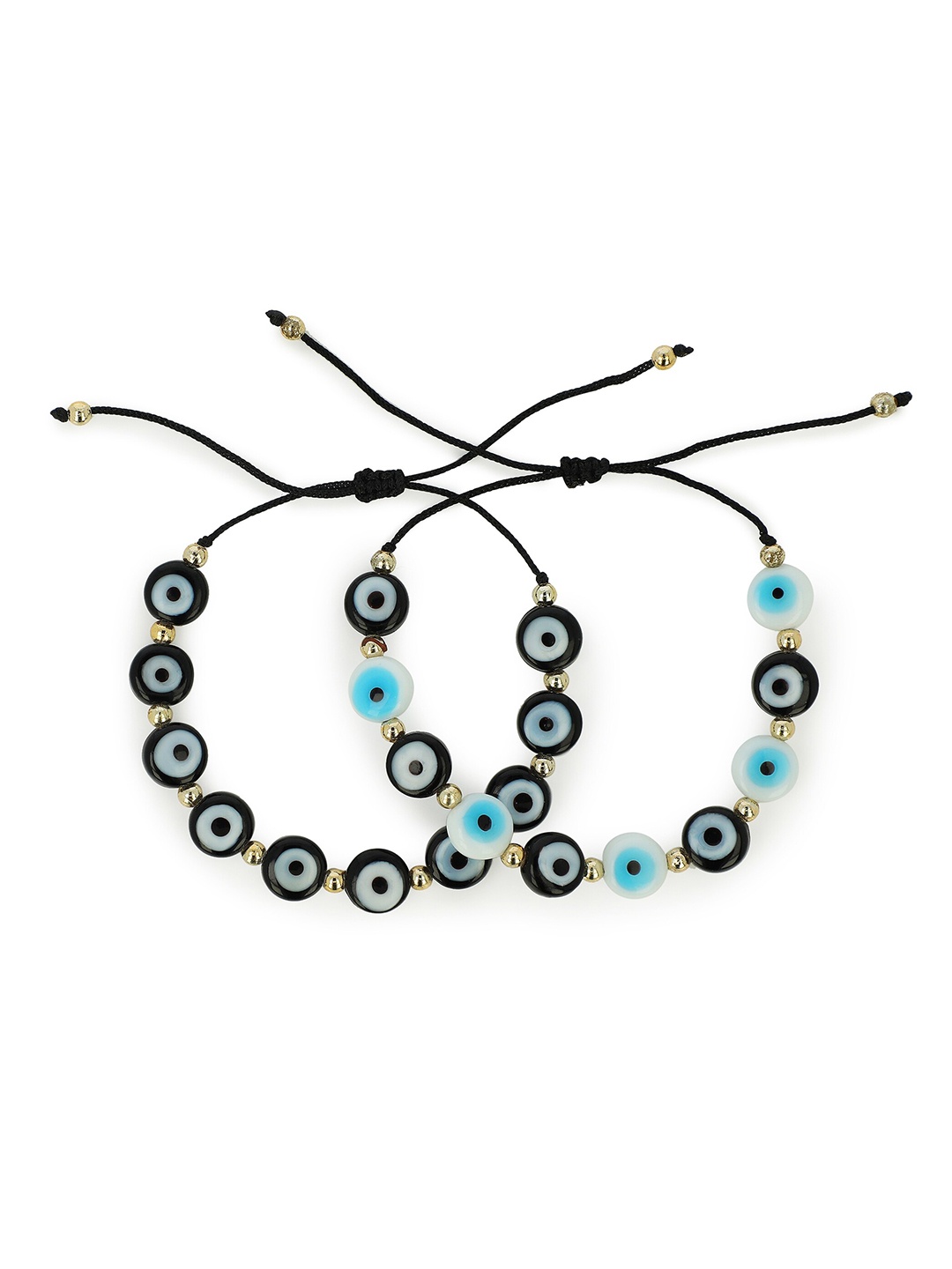 

EL REGALO Unisex White & Blue Set of 2 Handcrafted Charm Bracelet